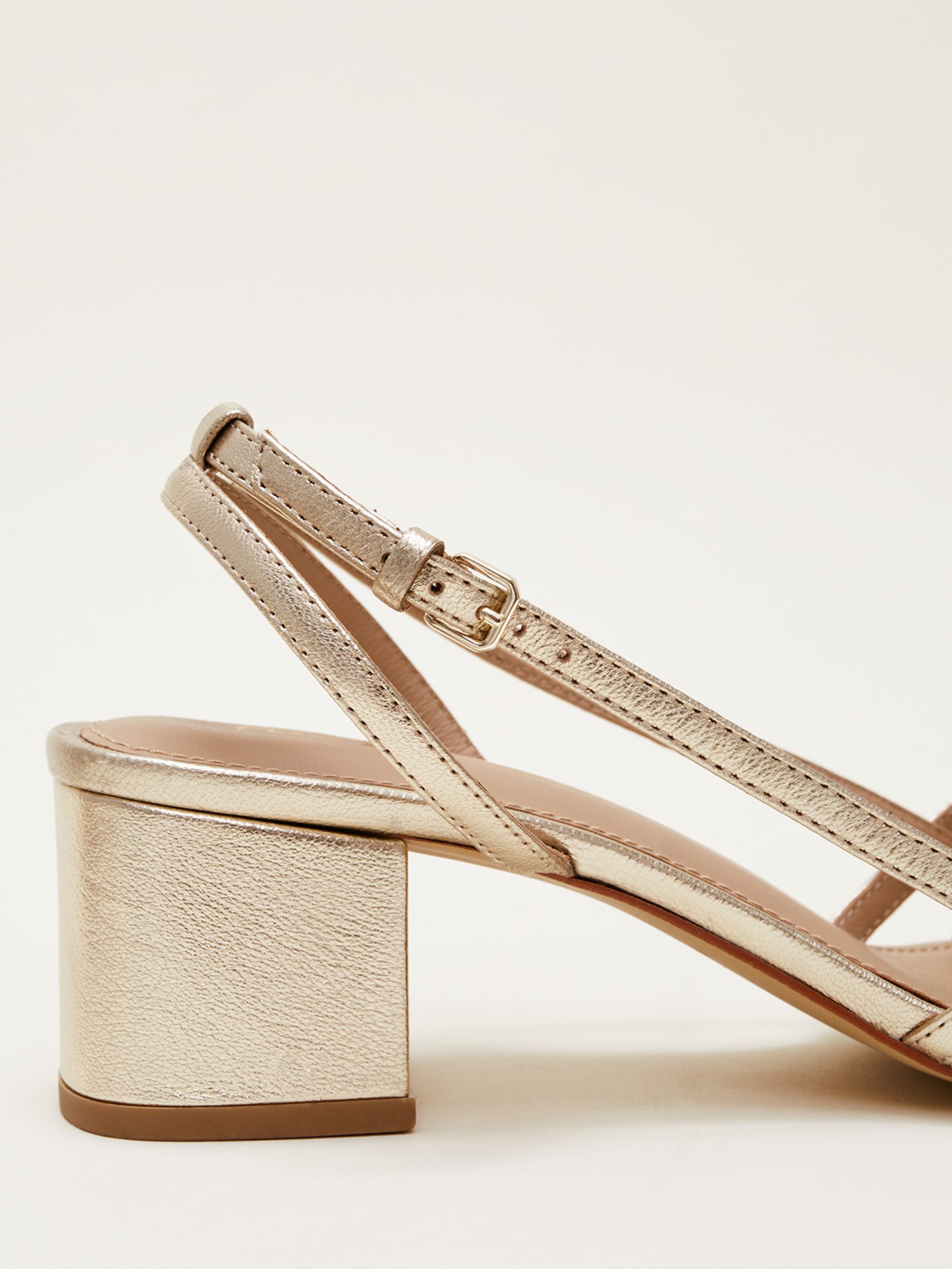Phase Eight Leather Block Heel Strappy Sandals, Gold at John Lewis ...