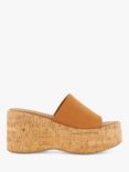 Dune Kion Cork Flatform Leather Sandals, Tan