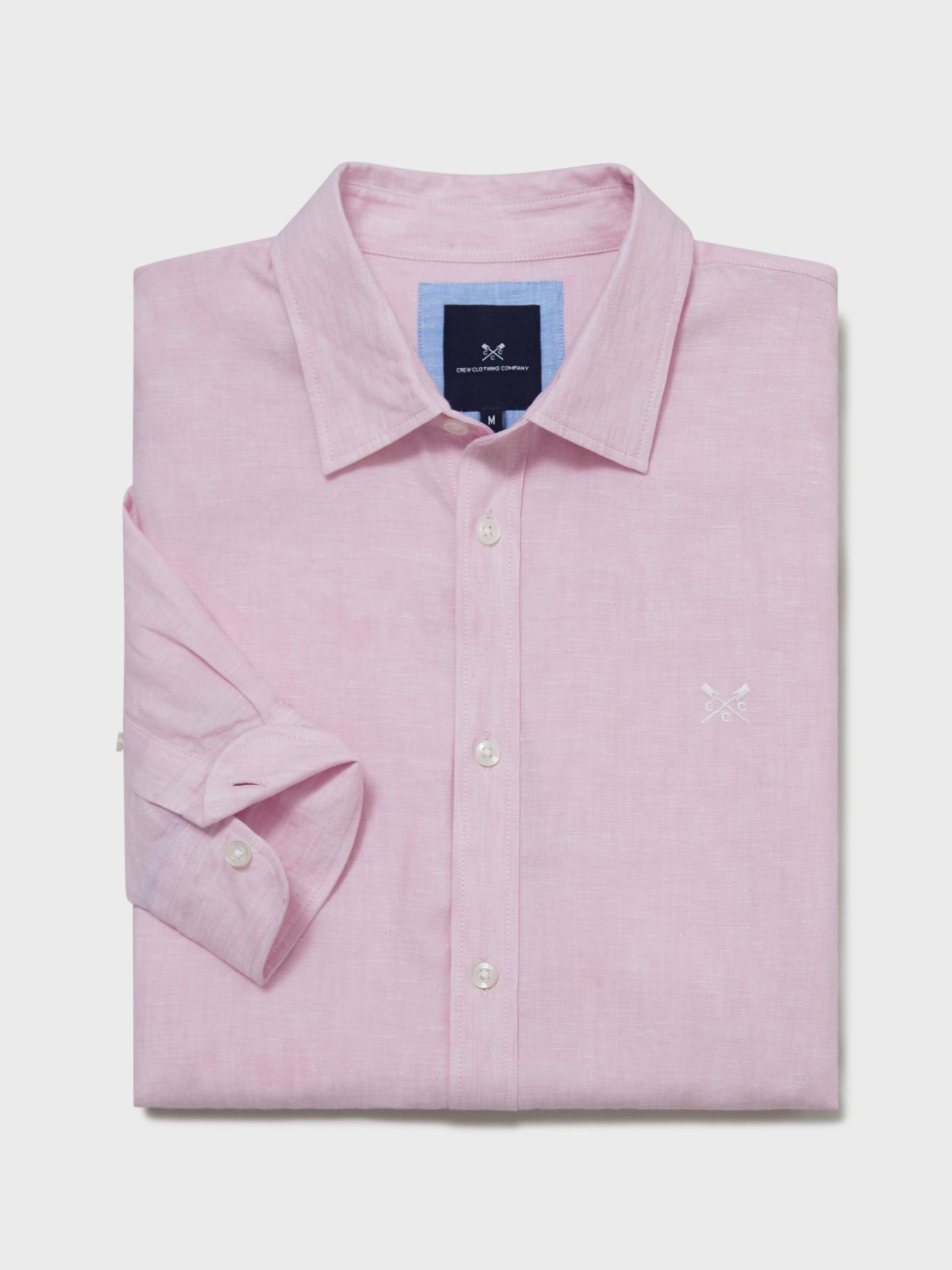 Crew Clothing Long Sleeve Linen Shirt, Pastel Pink at John Lewis & Partners