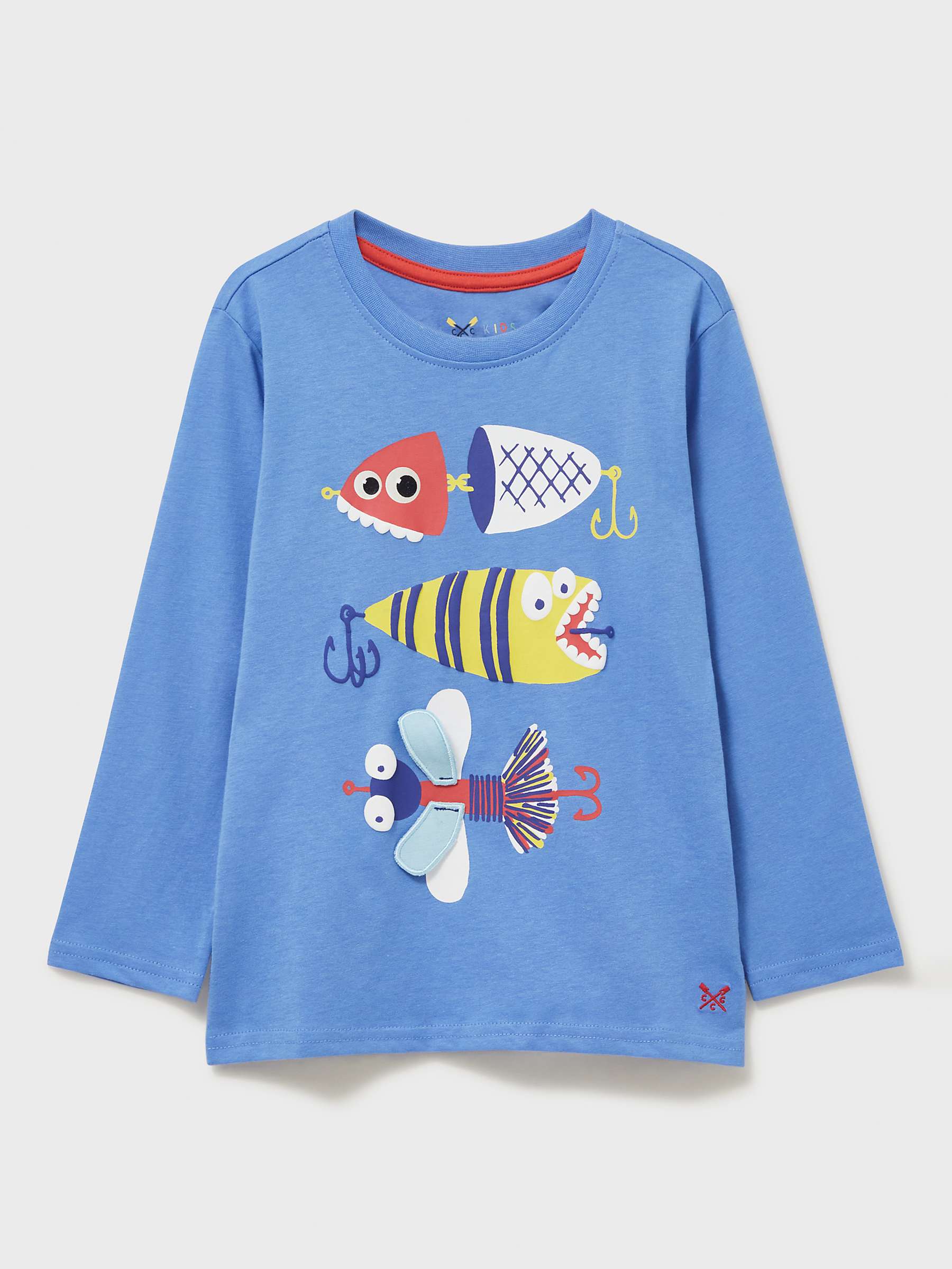 Buy Crew Clothing Kids' Long Sleeve Stripe Fish Bait Tee, Mid Blue Online at johnlewis.com