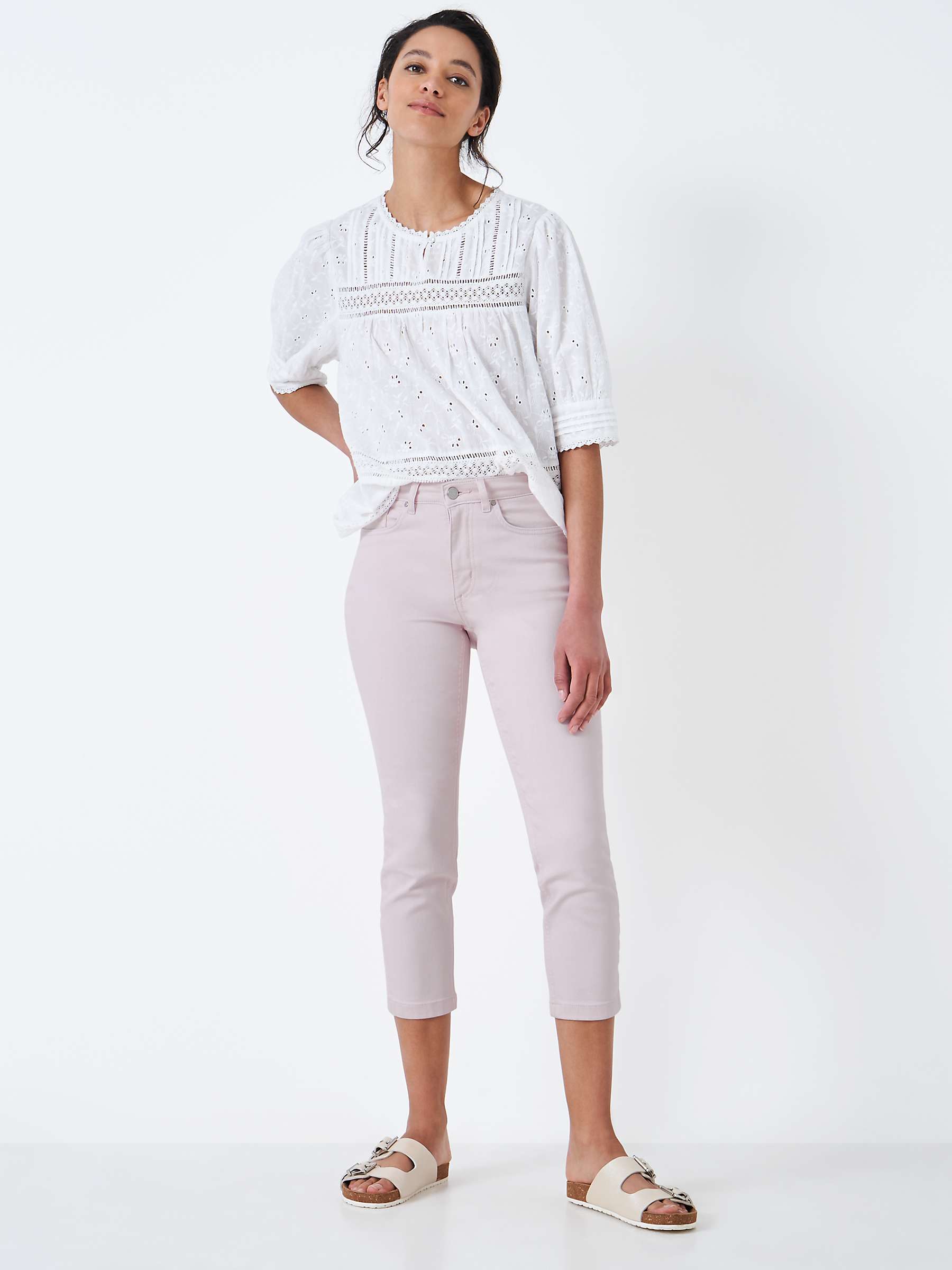 Buy Crew Clothing Cropped Stretch Jeans, Light Pink Online at johnlewis.com