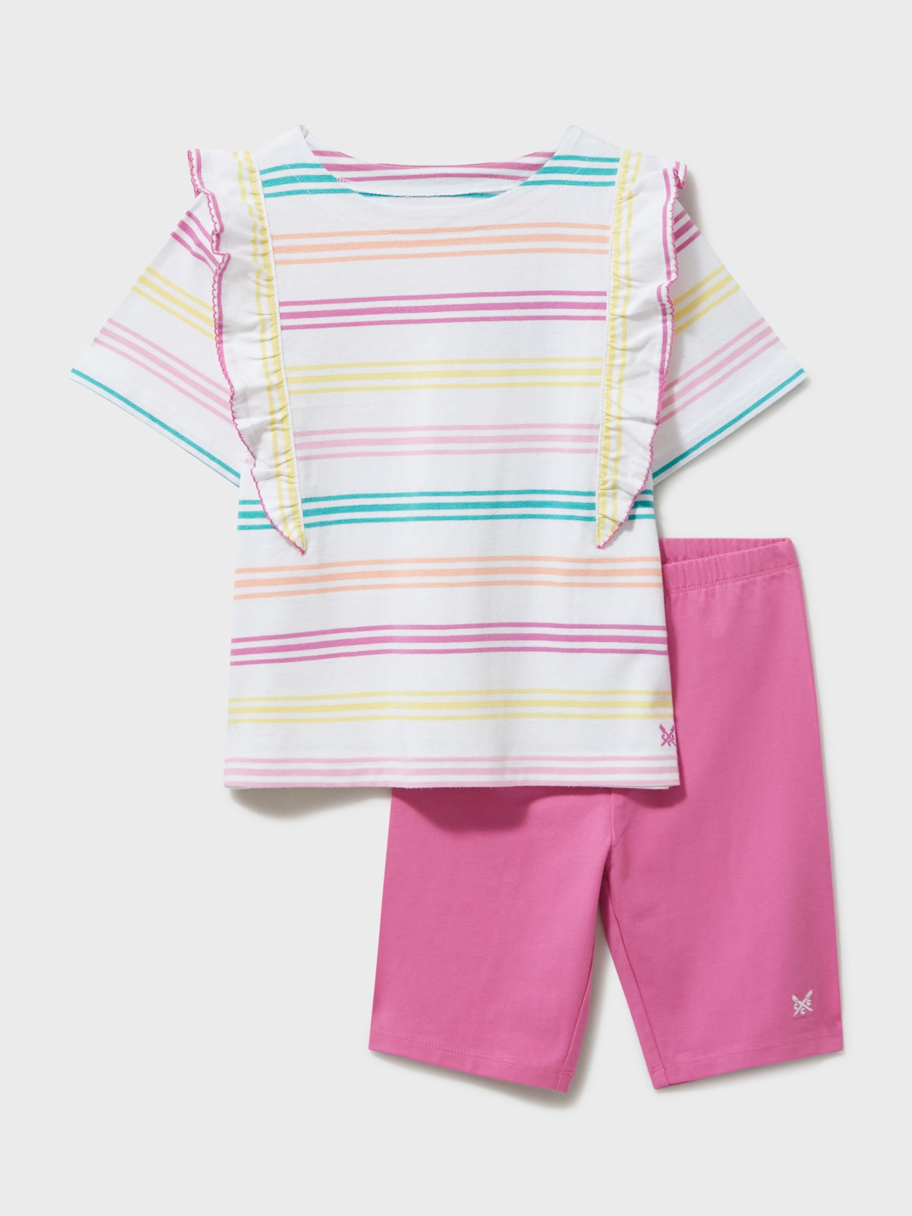Crew Clothing Kids' Striped Longline Top and Cropped Leggings Set, Multi, 8-9 years
