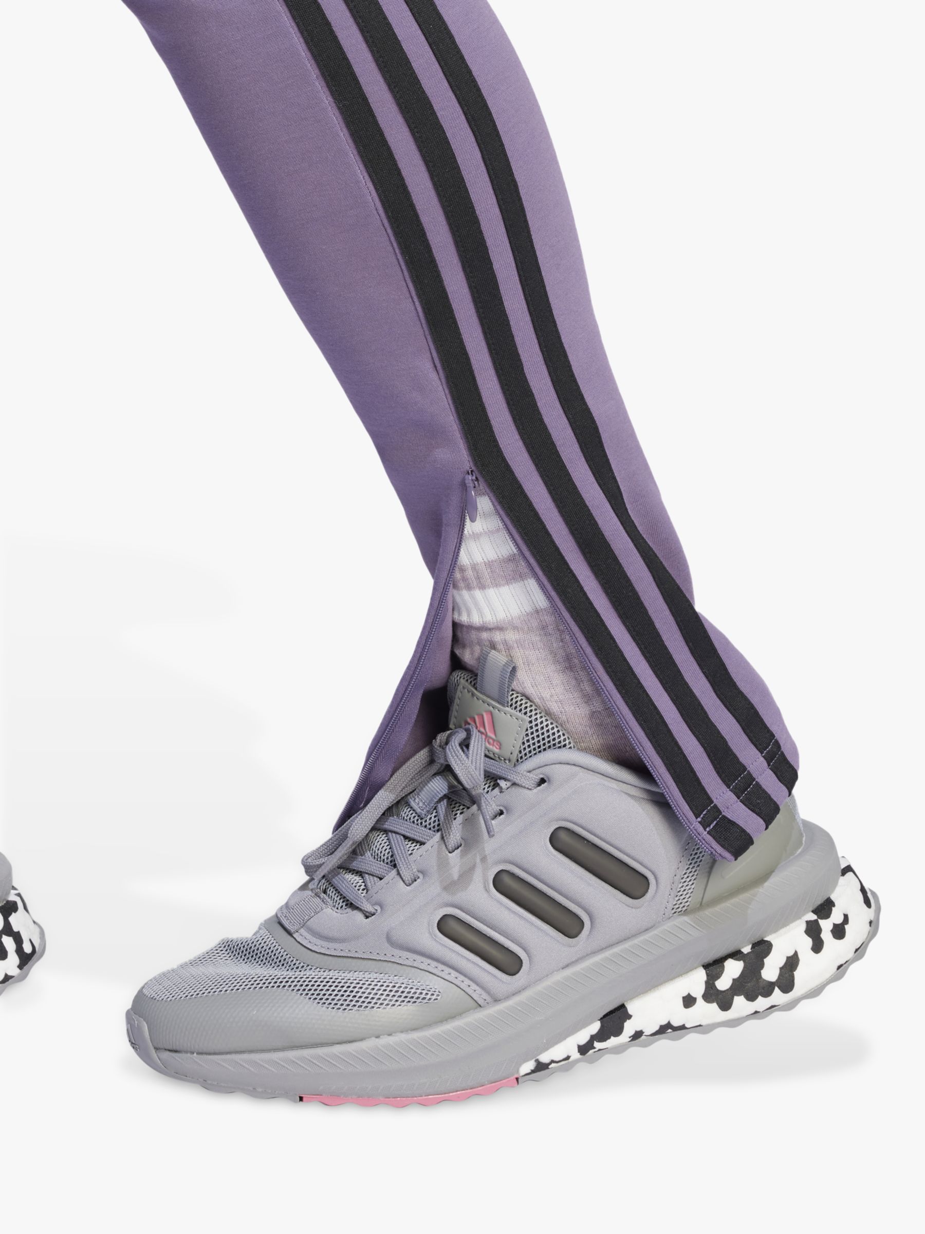 Buy adidas 3-Stripes Zip Ankle Sports Leggings, Shadow Violet Online at johnlewis.com
