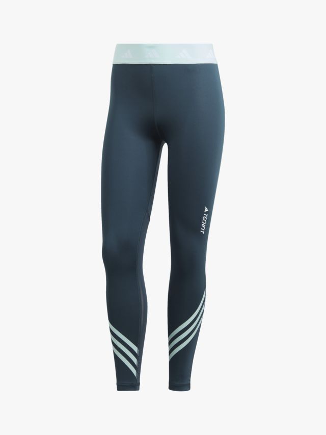 adidas Techfit 3-Stripes 7/8 Running Leggings, Arctic Night/Aqua, XS