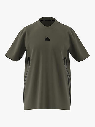 adidas Future Icons 3-Stripes T-Shirt, Olive Strata/Black