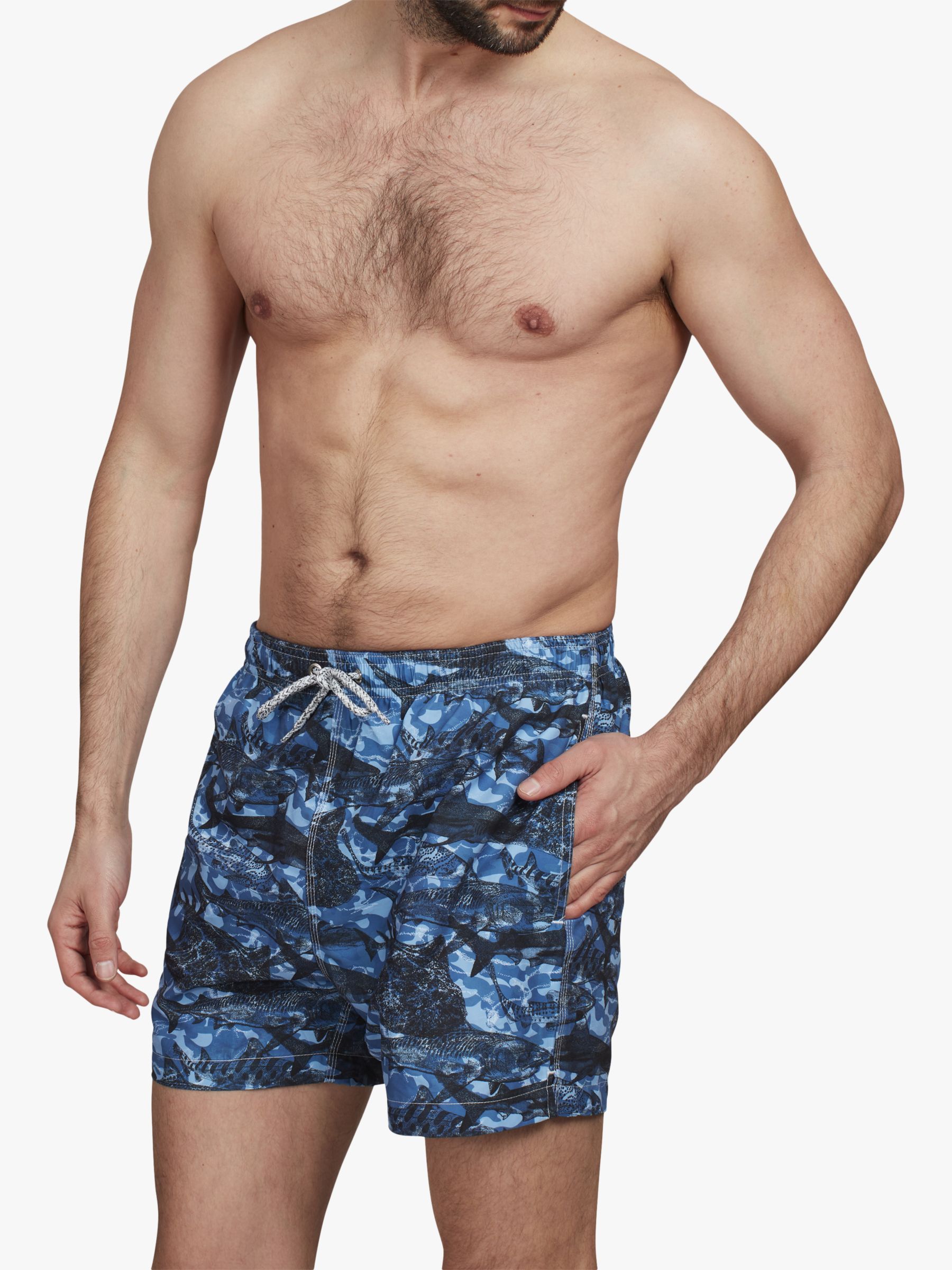 Simon Carter Shark Camouflage Swim Shorts, Blue, S