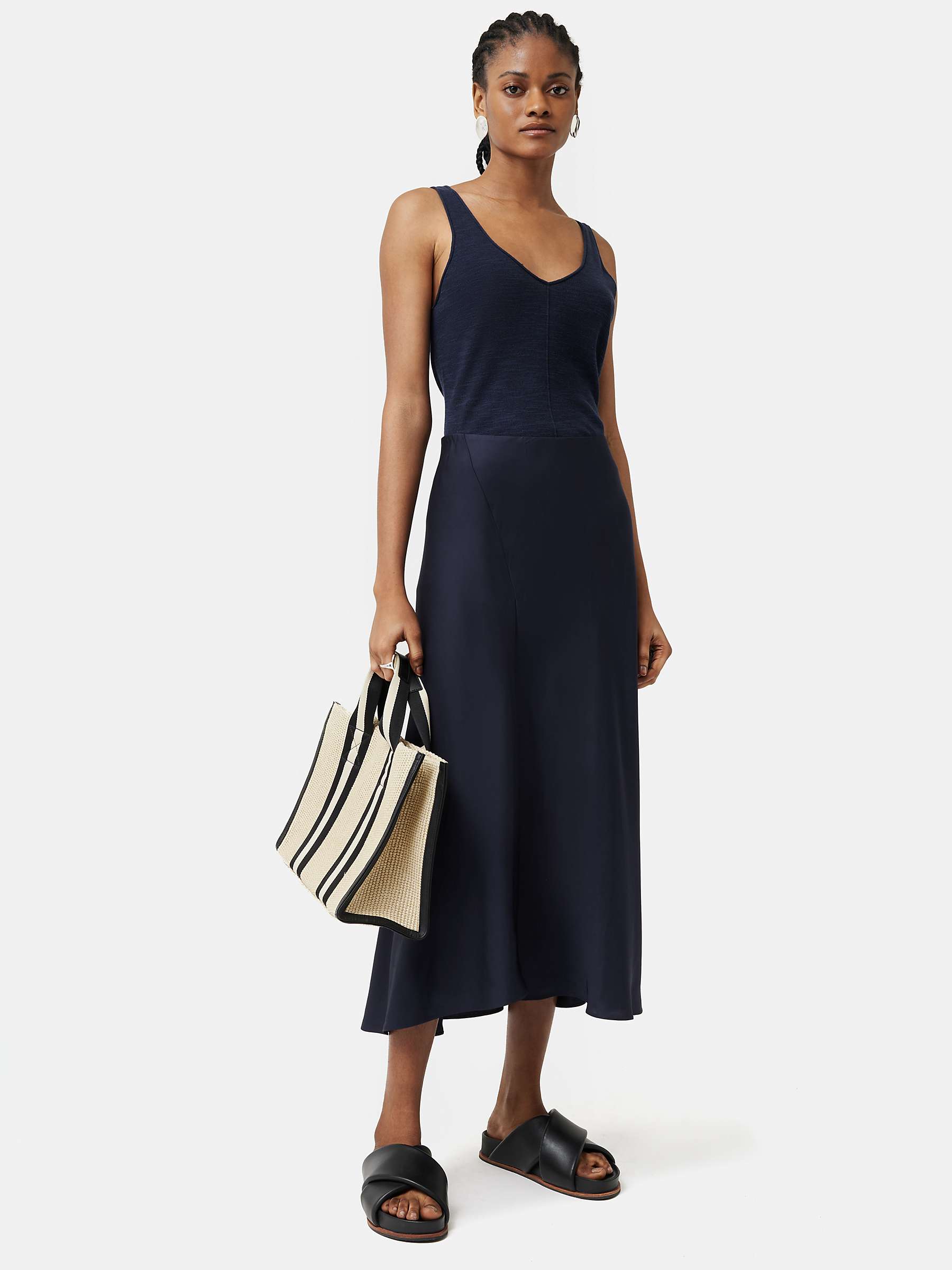 Buy Jigsaw Satin Bias Cut Asymmetric Midi Skirt Online at johnlewis.com