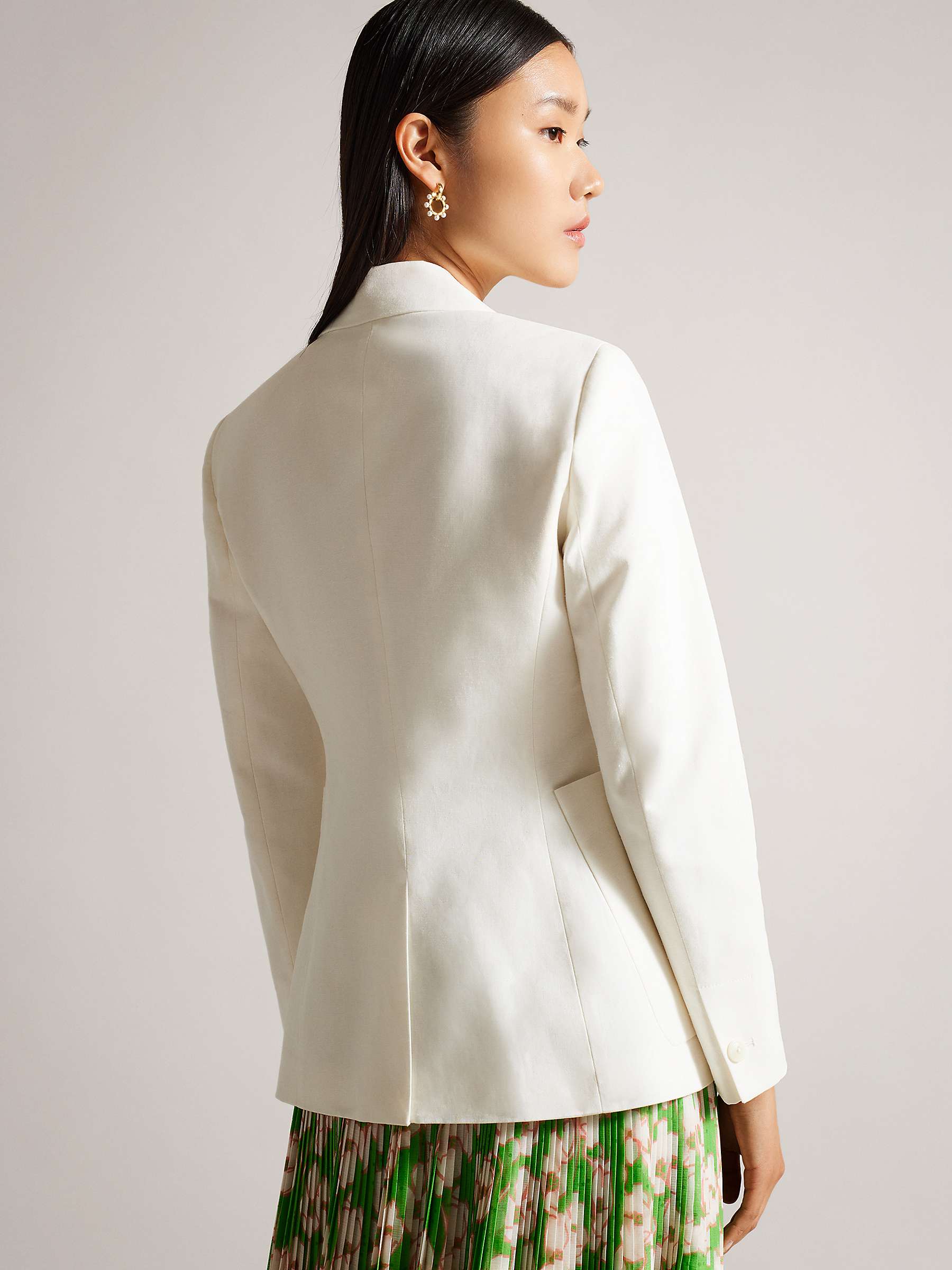 Buy Ted Baker Llilla Single Breasted Linen Blend Blazer, White Online at johnlewis.com