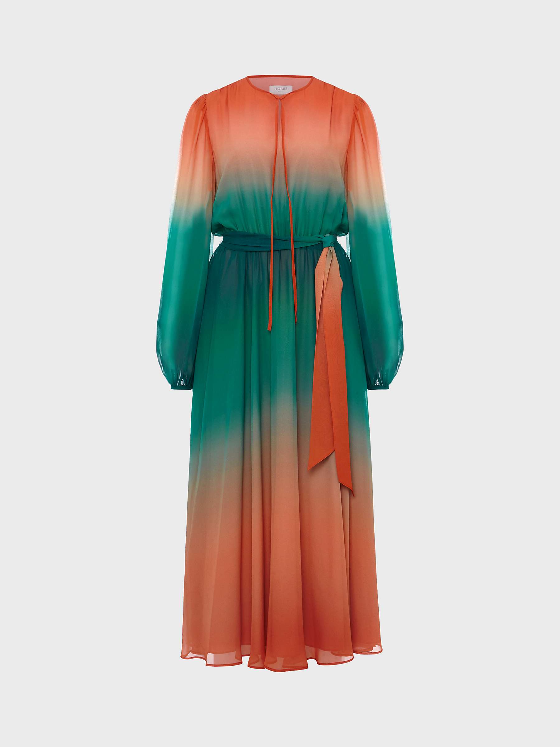 Hobbs Adalyn Tie Dye Midi Silk Dress, Green/Warm Clay at John Lewis ...