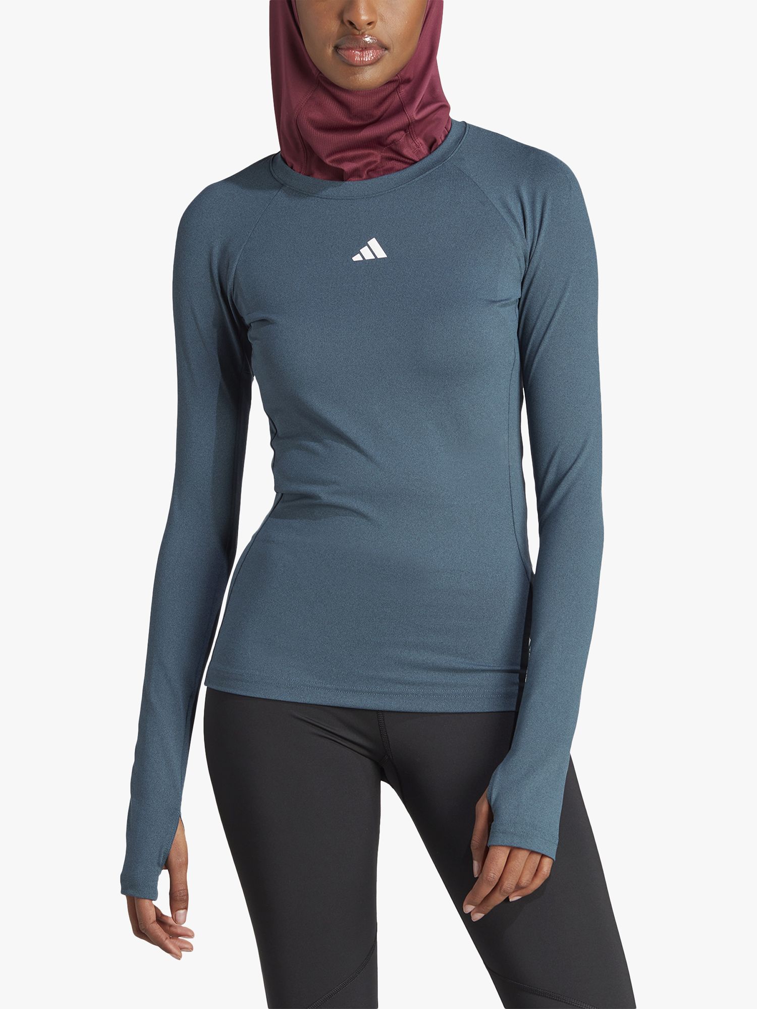 adidas Techfit Long Sleeve Recycled Sports Top, Arctic Night
