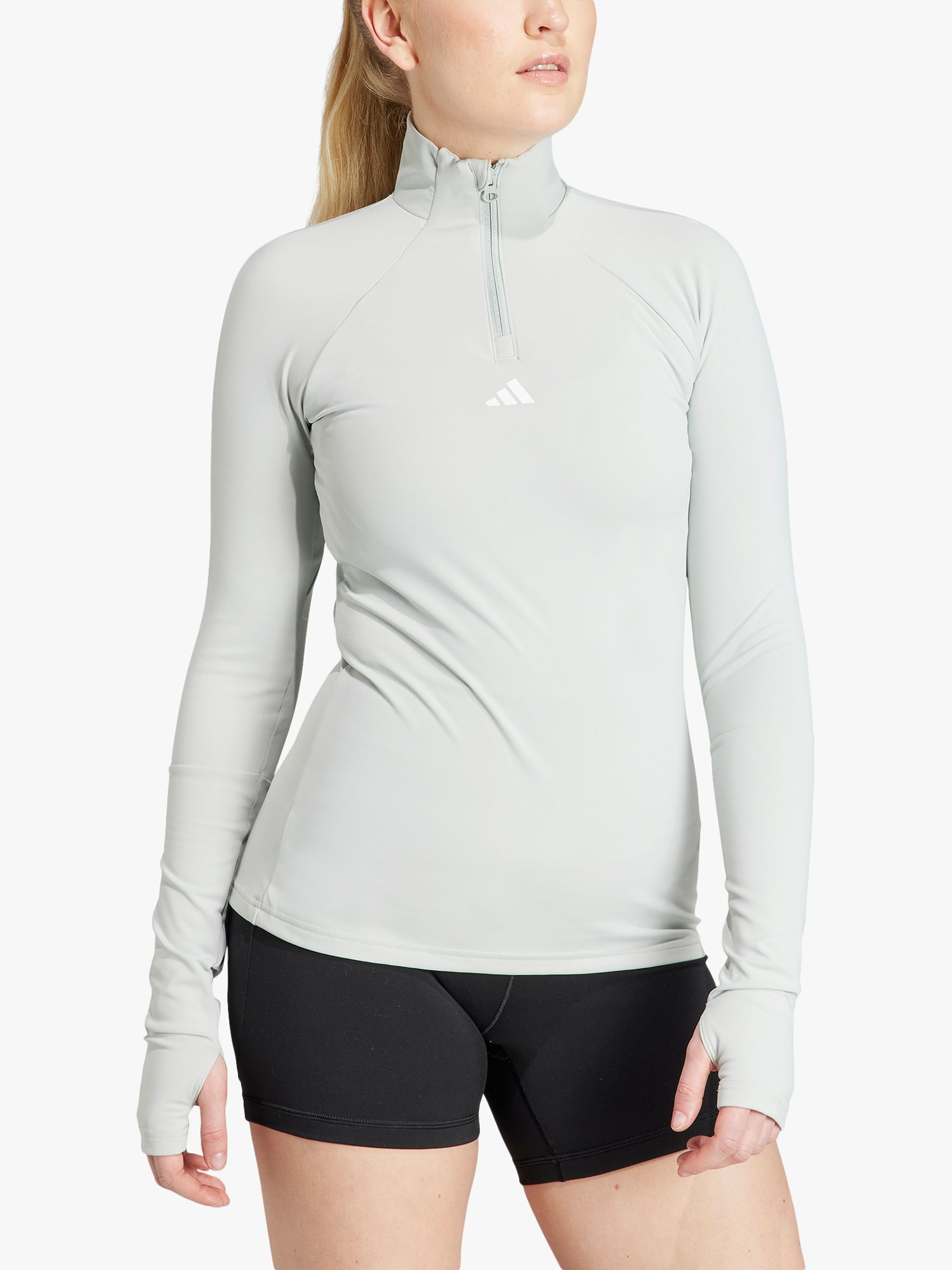 adidas Techfit COLD.RDY 1/4 Zip Long Sleeve Training Top, Wonder Silver, S