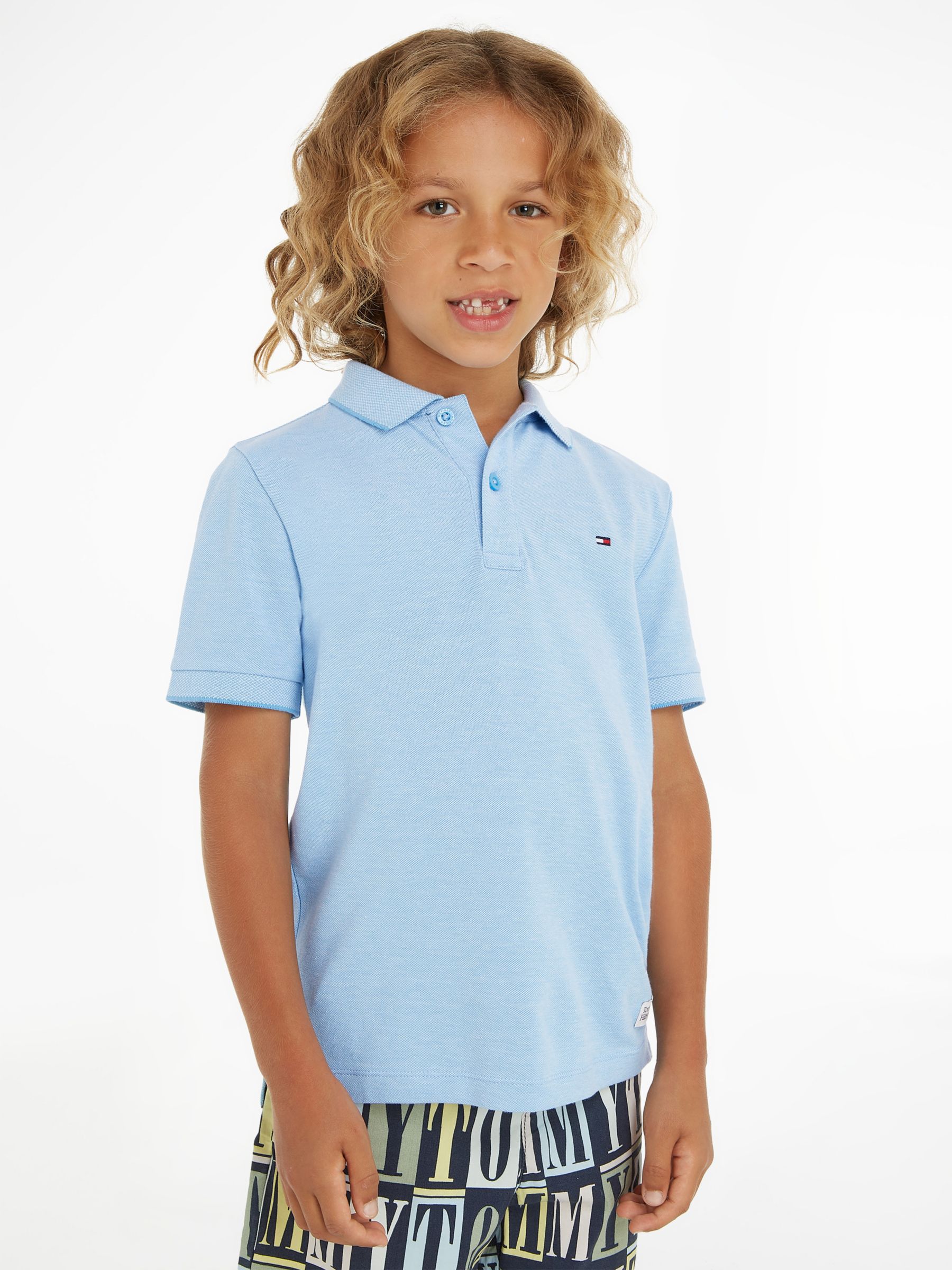 Tommy Hilfiger Kids' Essential Logo Patch Melange Pique Polo Shirt ...