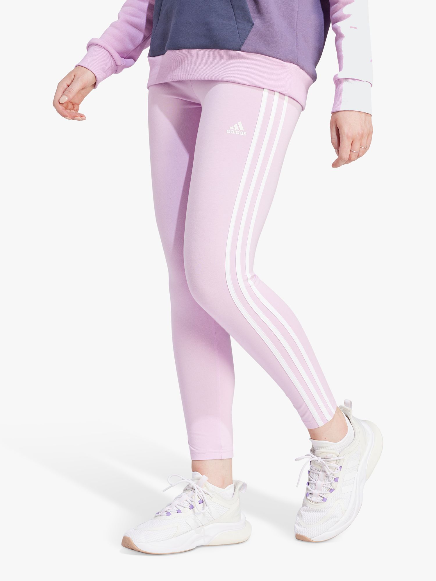adidas 3-Stripes High Waist Leggings, Bliss Lilac/White, XS