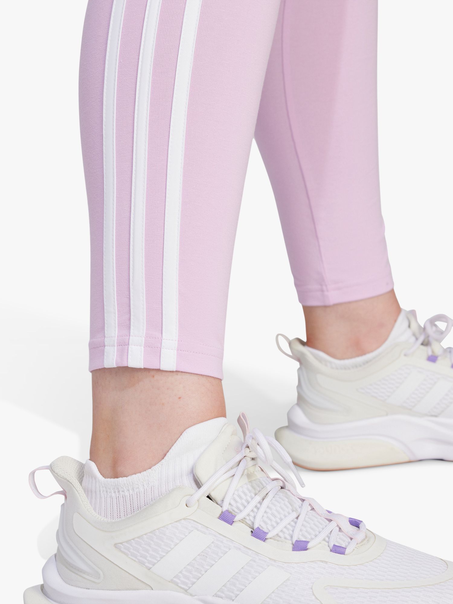 adidas 3-Stripes High Waist Leggings, Partners John Lewis & at Lilac/White Bliss