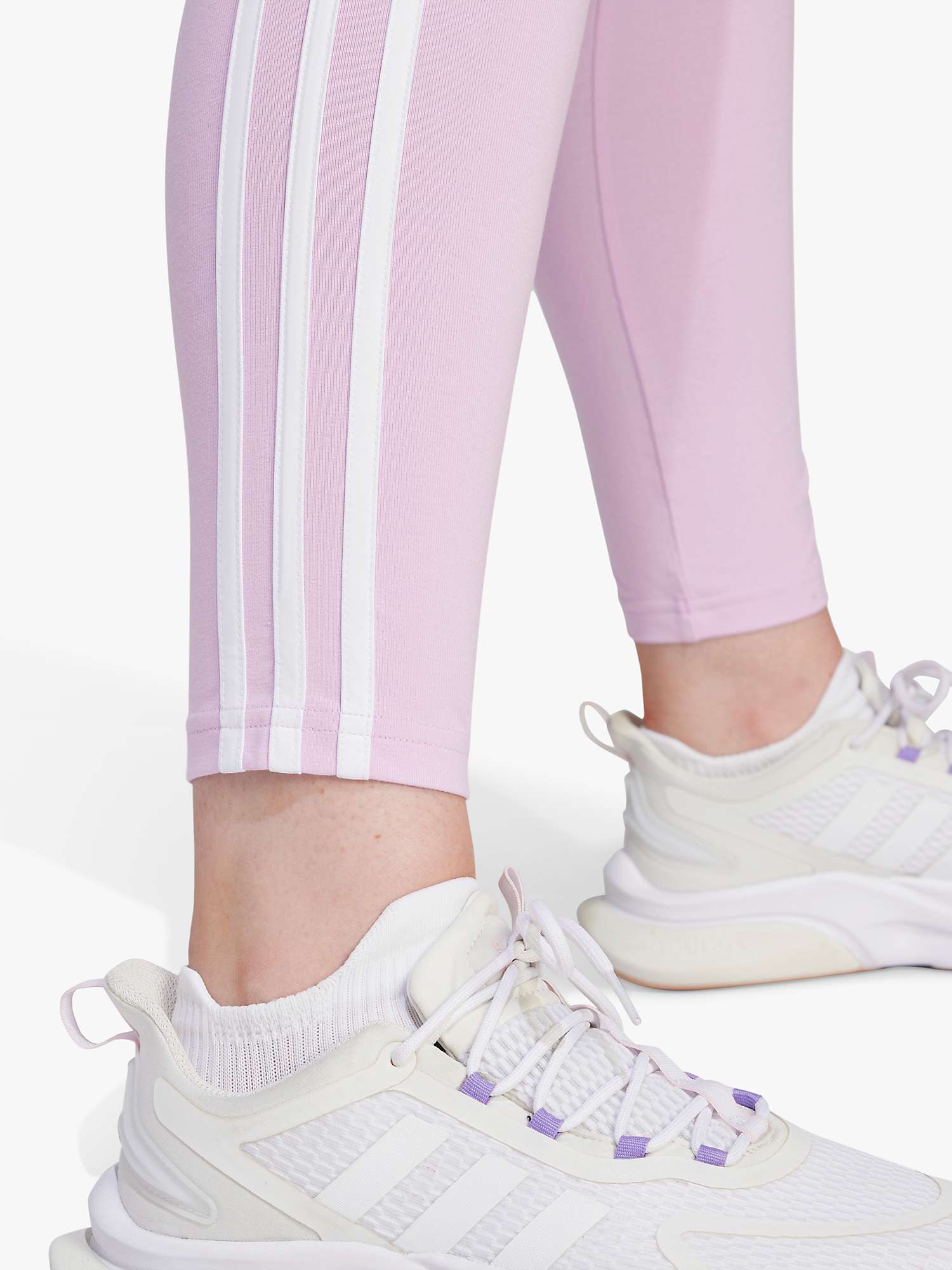 adidas 3-Stripes High Waist Leggings, Bliss Lilac/White at John Lewis &  Partners