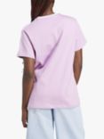 adidas 3-Stripes Boyfriend Cotton T-Shirt, Bliss Lilac/White, Bliss Lilac/White