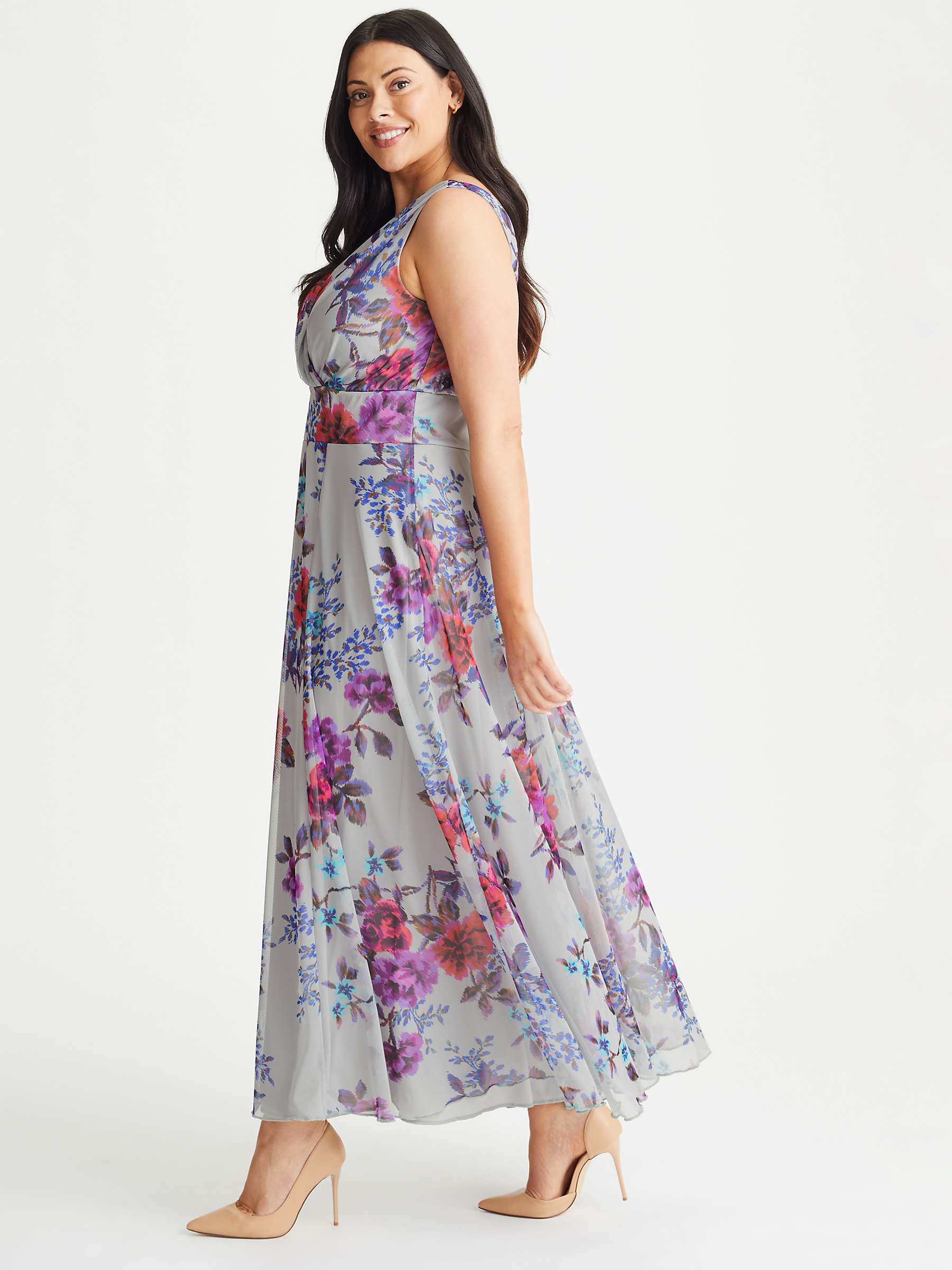 Buy Scarlett & Jo Amelia Floral Maxi Dress, Silver/Multi Online at johnlewis.com