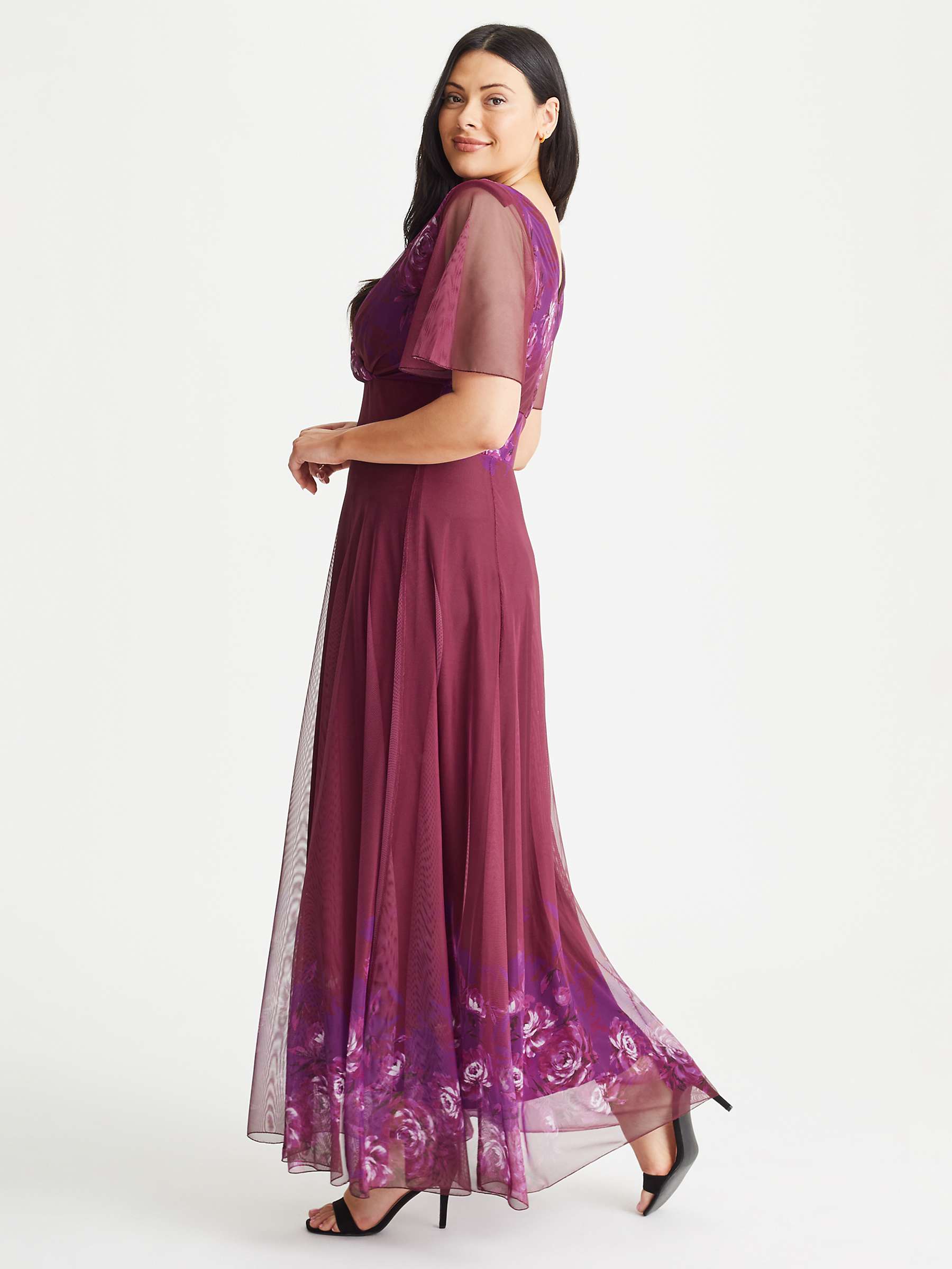 Buy Scarlett & Jo Isabelle Floral Placement Maxi Dress, Burgundy/Multi Online at johnlewis.com