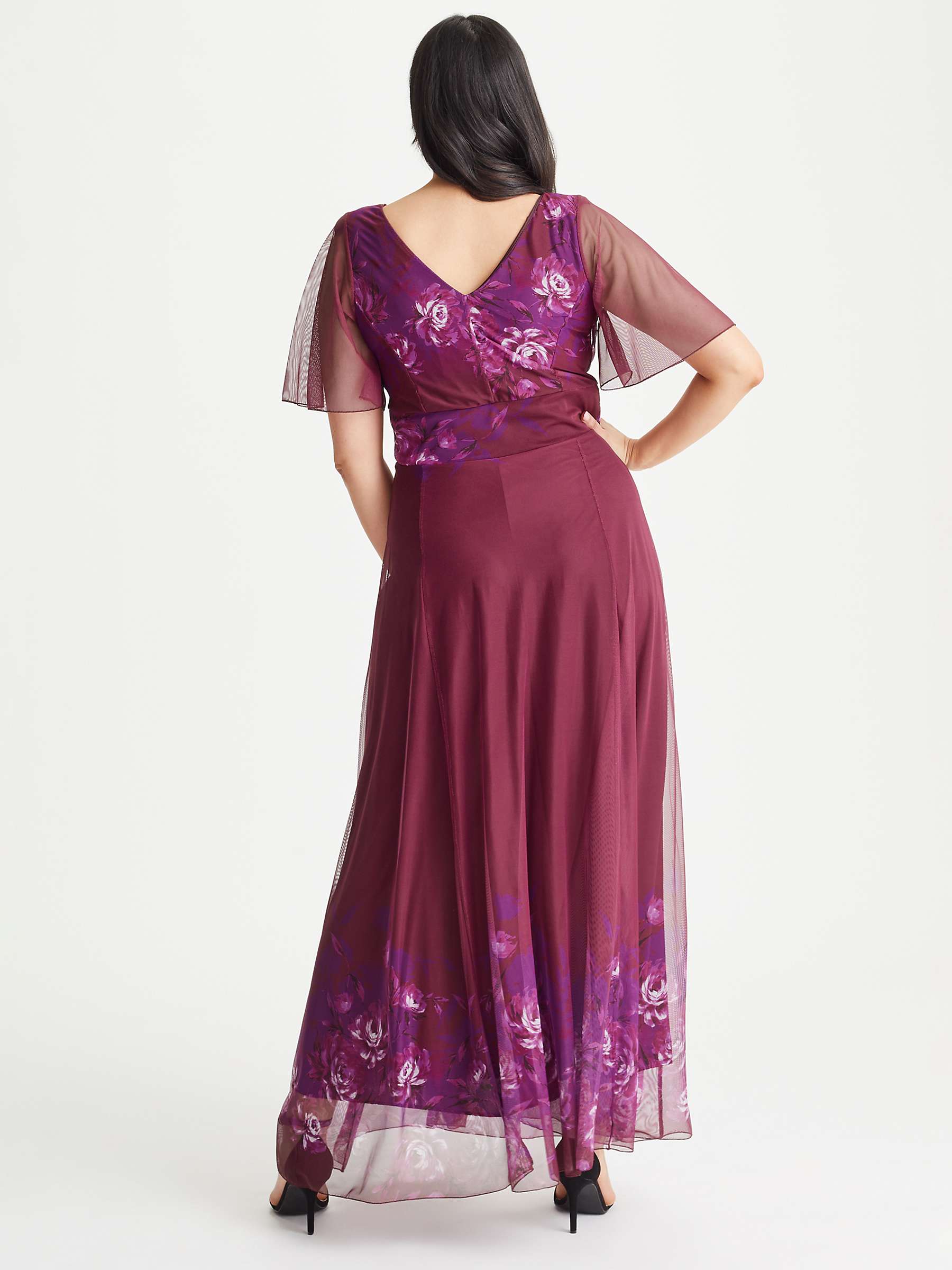 Buy Scarlett & Jo Isabelle Floral Placement Maxi Dress, Burgundy/Multi Online at johnlewis.com