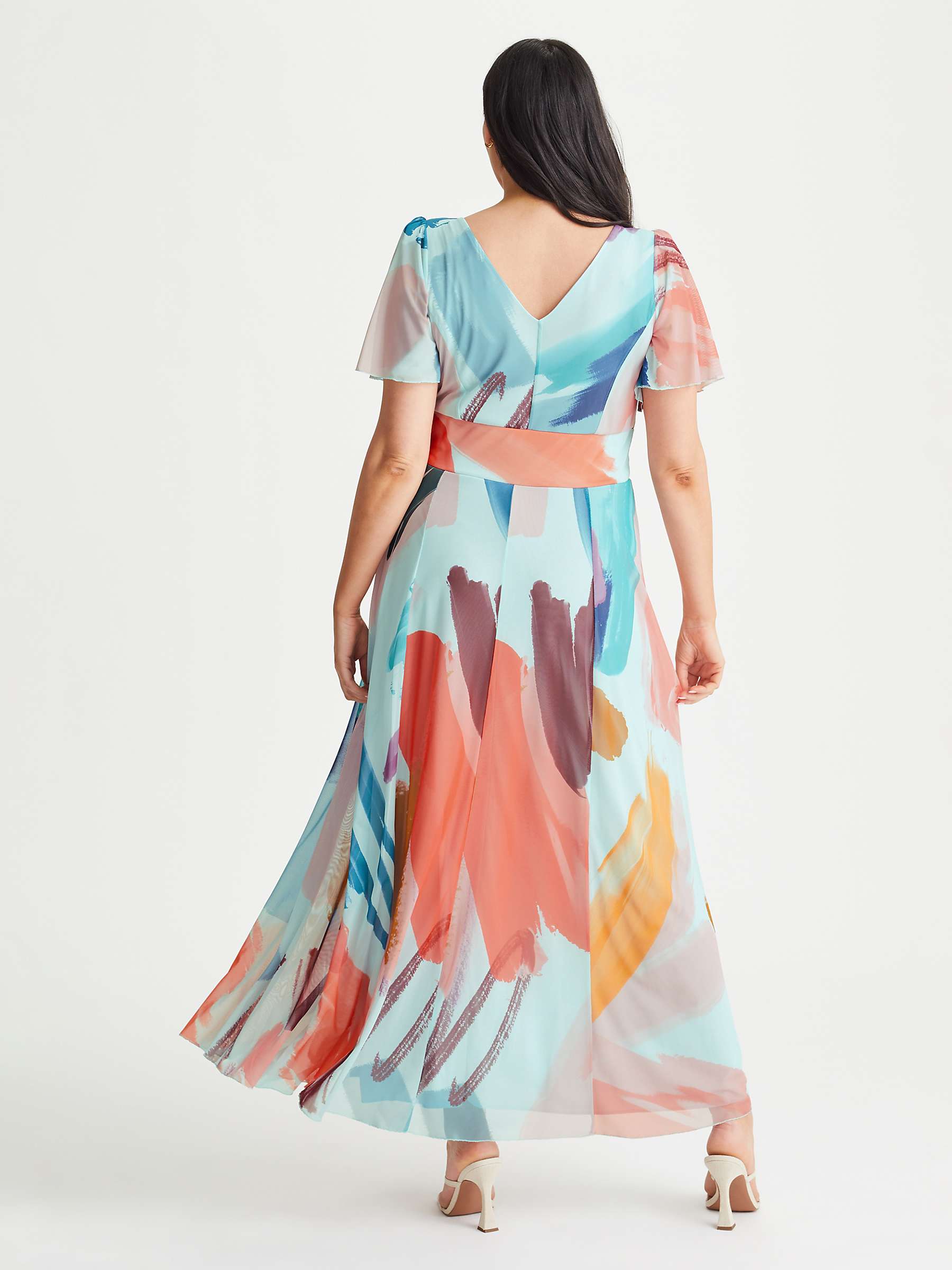 Buy Scarlett & Jo Isabelle Brushstroke Print Maxi Dress, Aqua/Multi Online at johnlewis.com