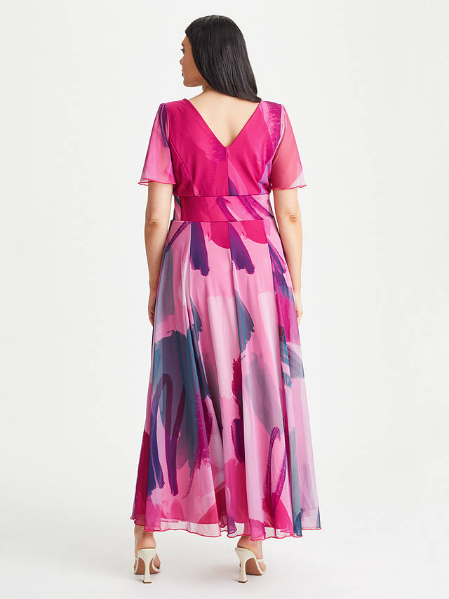 Scarlett & Jo Isabelle Abstract Print Maxi Dress, Pink/Multi