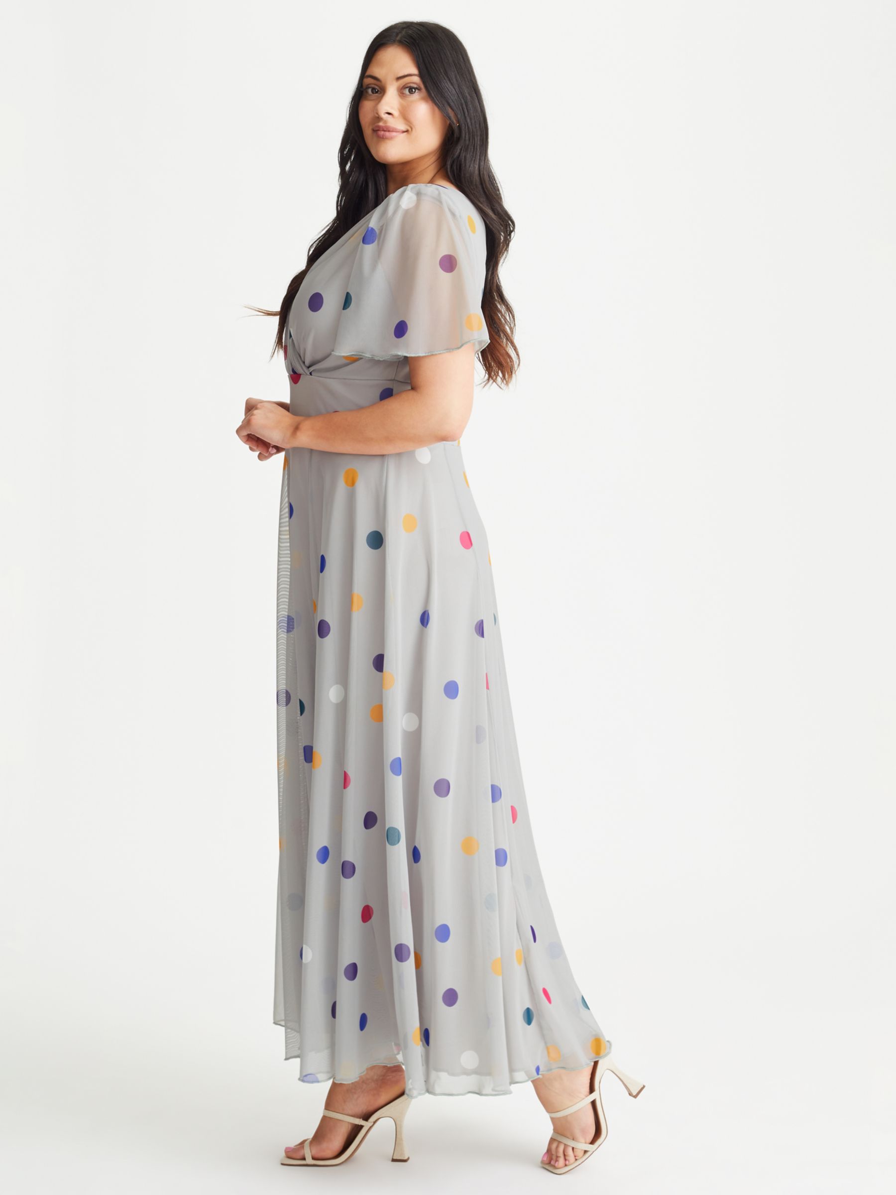 Buy Scarlett & Jo Isabelle Float Sleeve Maxi Dress, Silver/Multi Online at johnlewis.com
