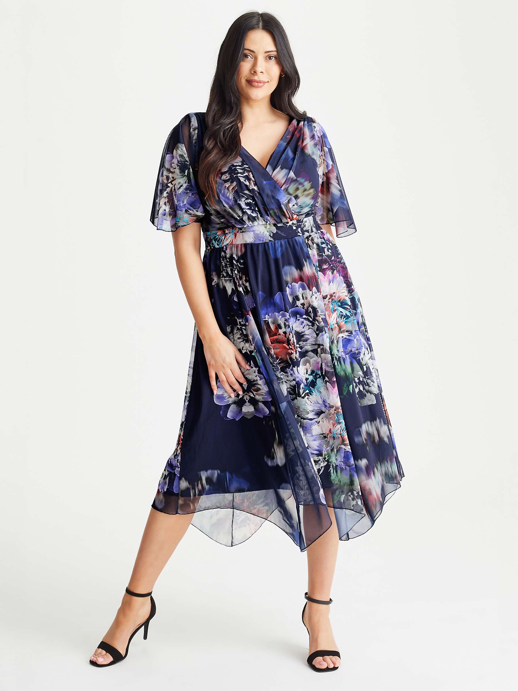 Buy Scarlett & Jo Julie Floral Midi Chiffon Dress, Navy/Multi Online at johnlewis.com