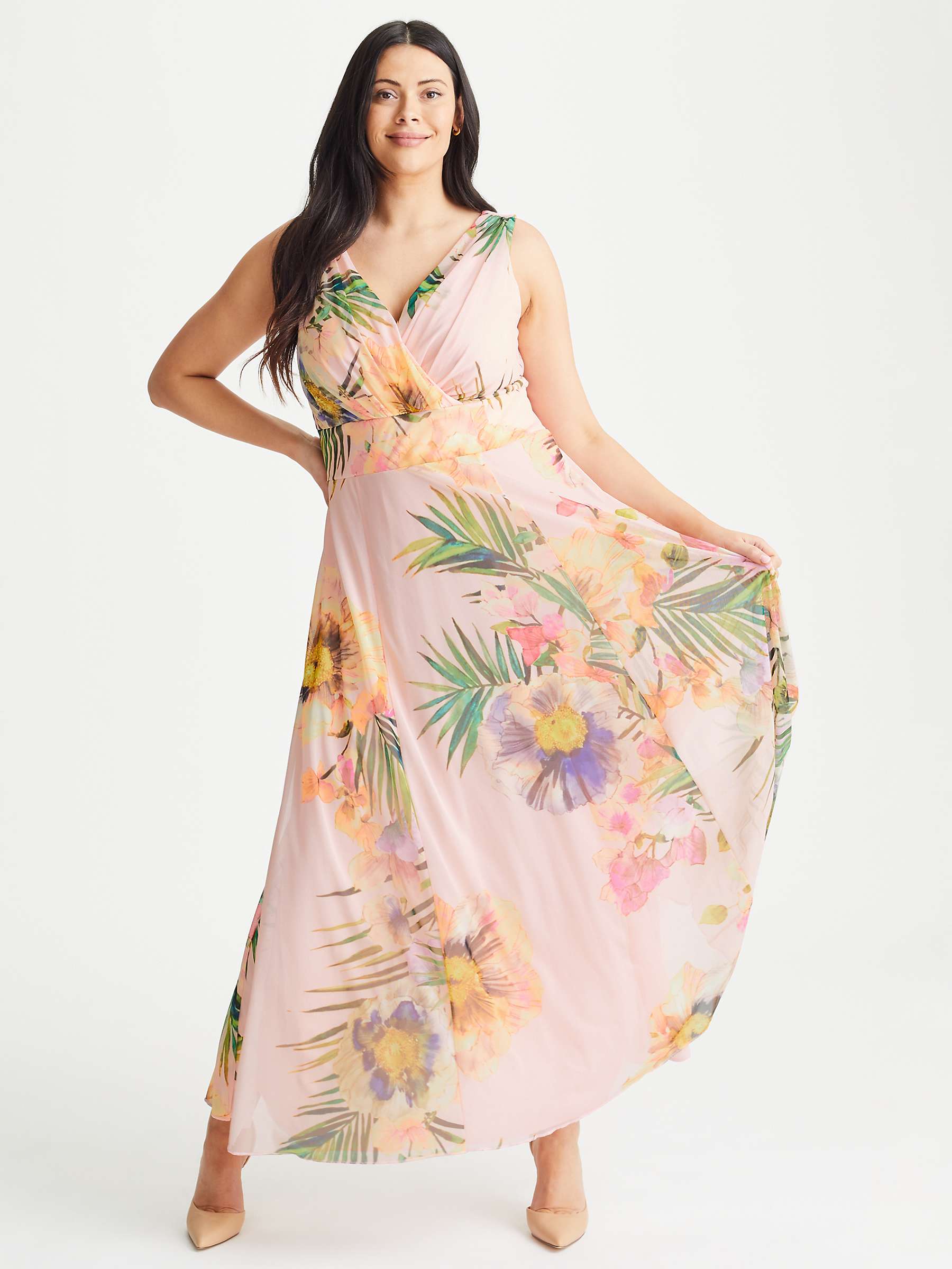 Buy Scarlett & Jo Amelia Floral Maxi Dress, Peach/Multi Online at johnlewis.com