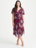 Scarlett & Jo Carole Floral Pleated Midi Dress, Magenta/Multi