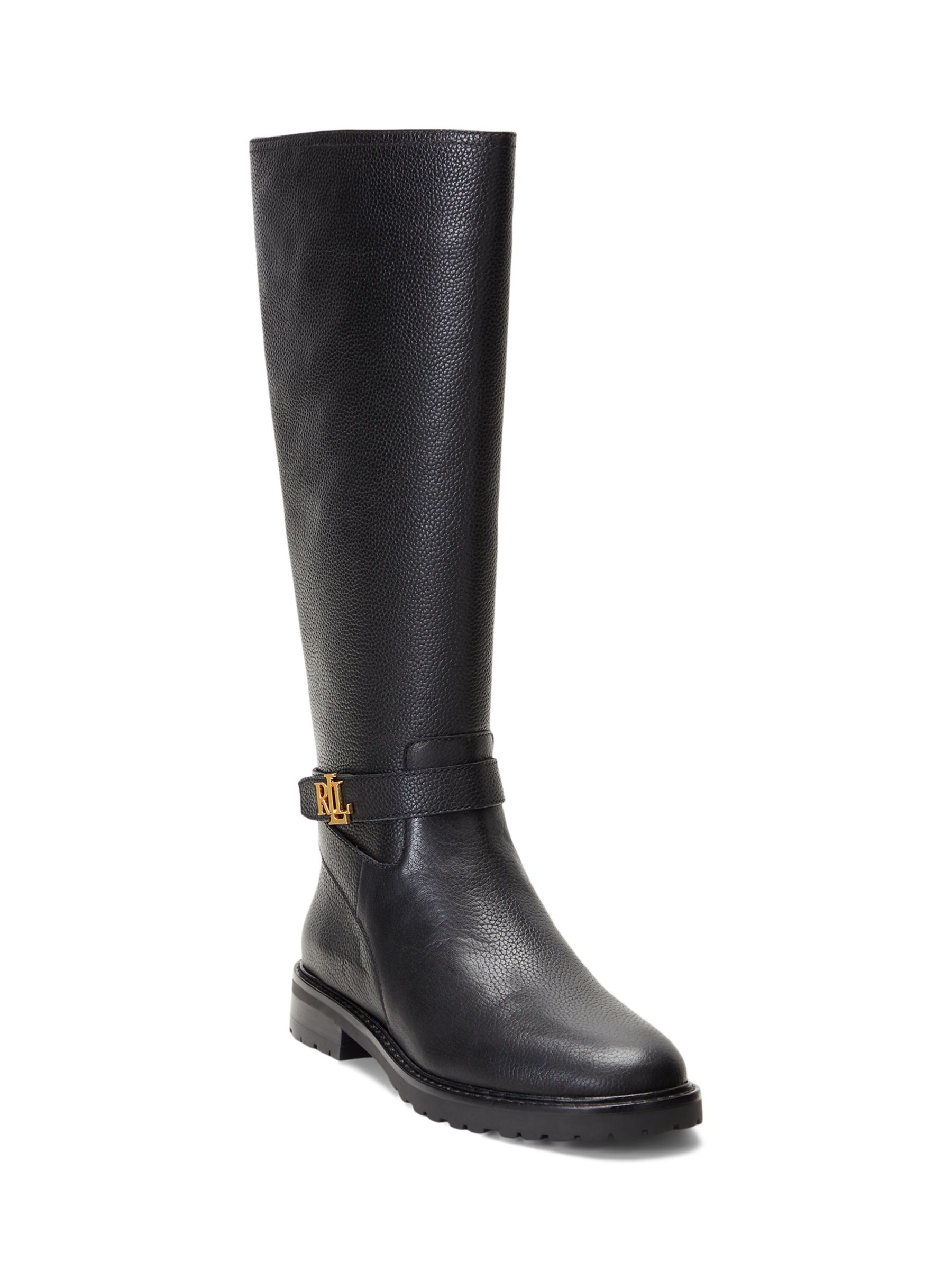 Ralph Lauren Hallee Iconic Riding Boots, Black at John Lewis & Partners