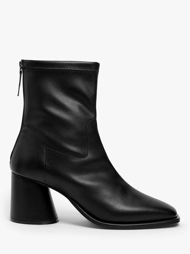 John Lewis ANYDAY Orchid Faux Leather Sock Stretch Ankle Boots, Black