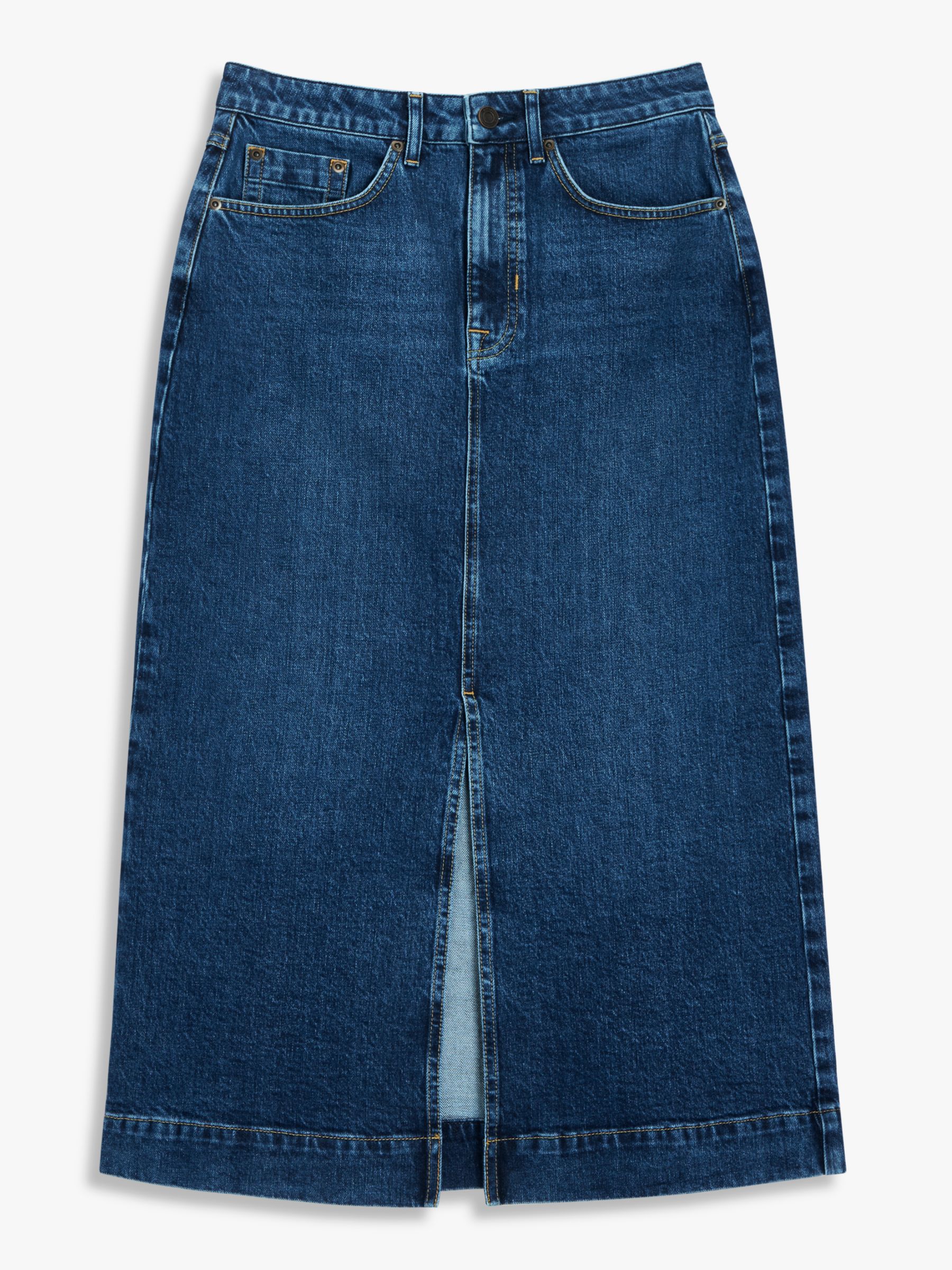 John Lewis Denim Skirt, Blue, 10