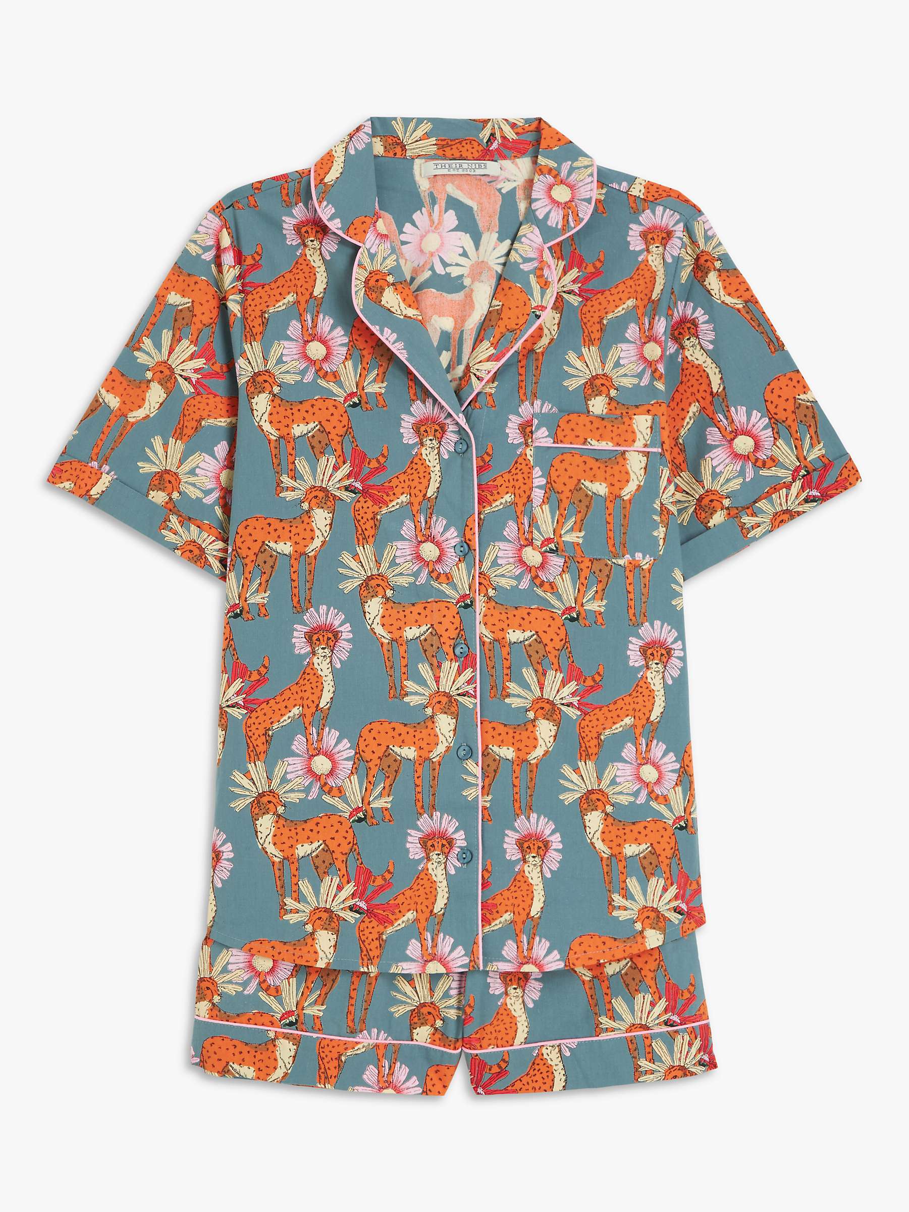 Buy Their Nibs Untamed Cheetah Shirt Shirt Pyjama Set, Grey Online at johnlewis.com