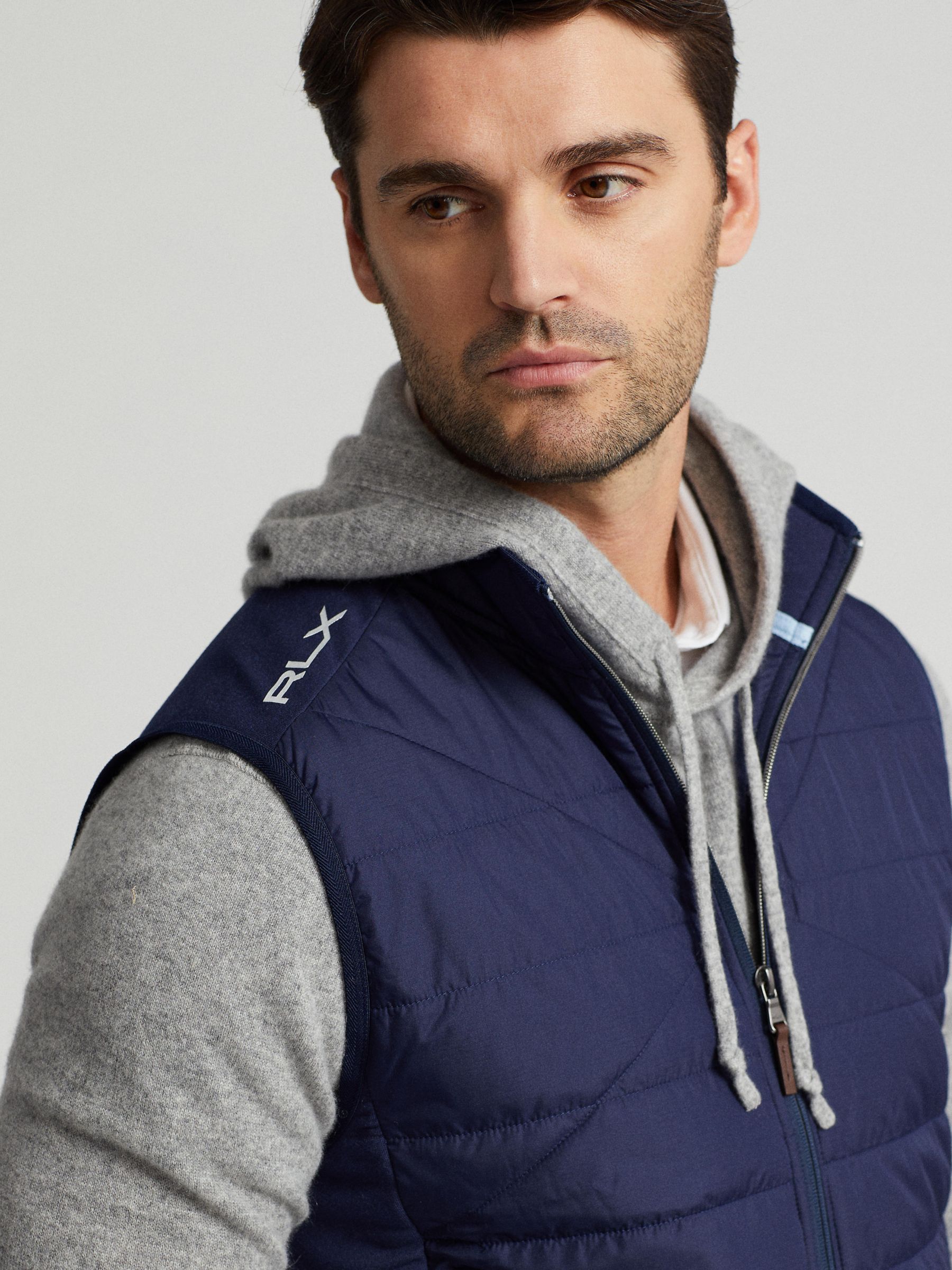 Polo Golf by Ralph Lauren, RLX Padded Gilet, Blue at John Lewis & Partners