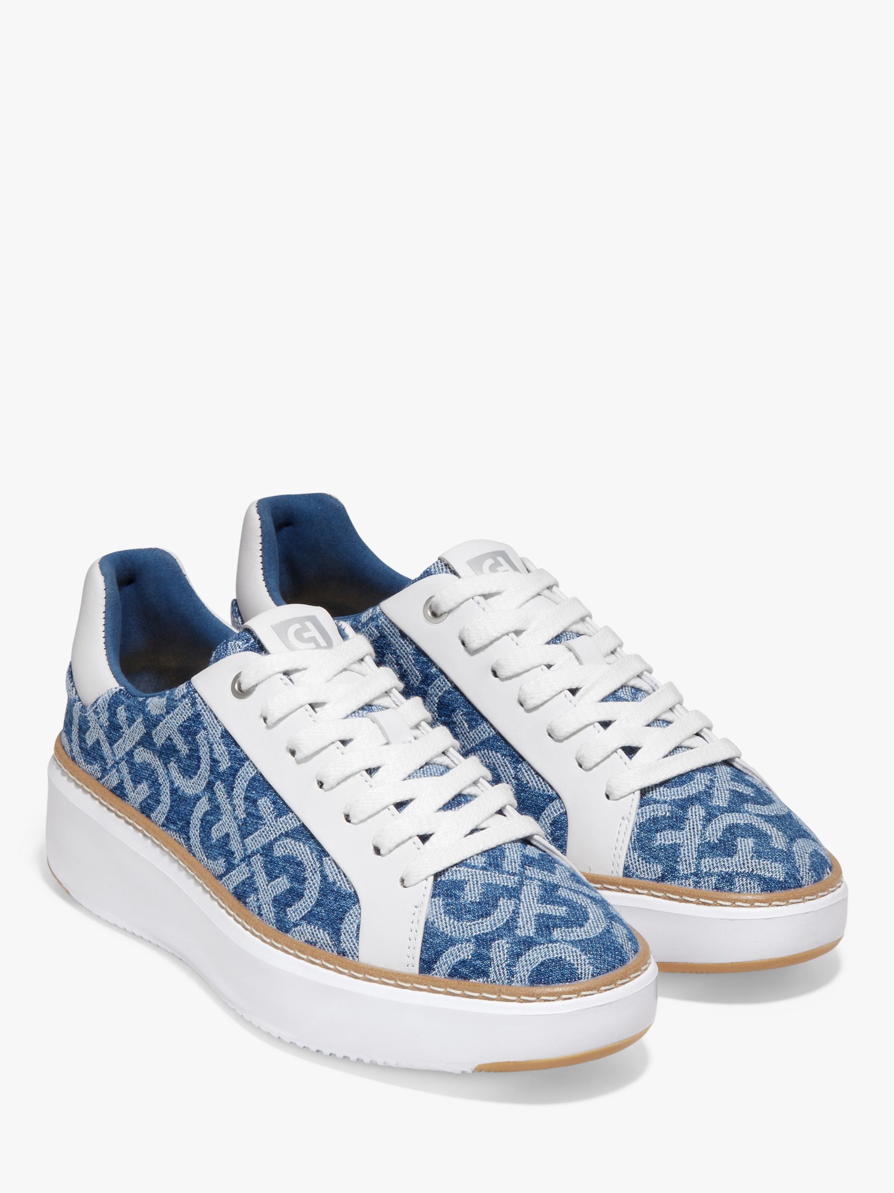 Cole Haan GrandPro Top Spin Monogram Court Trainers, Blue Denim at John ...