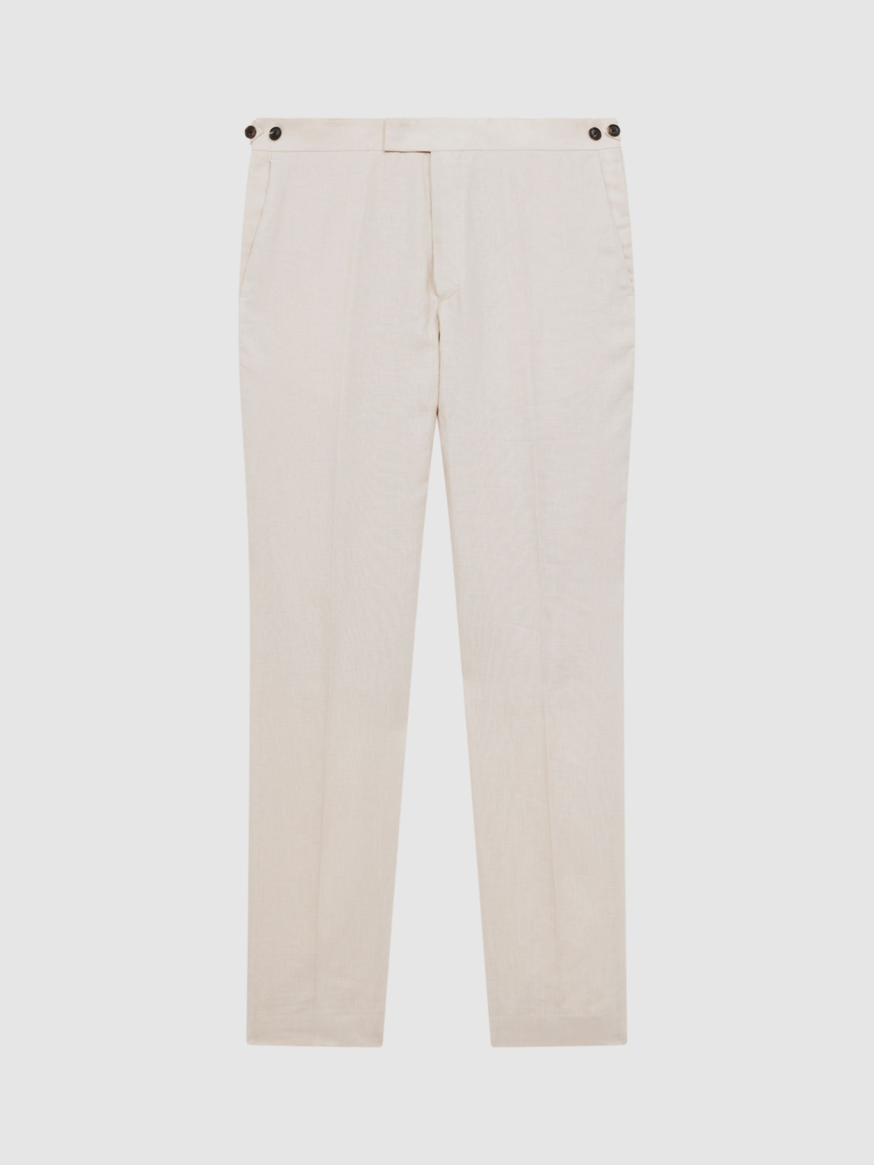 Reiss Kin Linen Suit Trousers, Stone