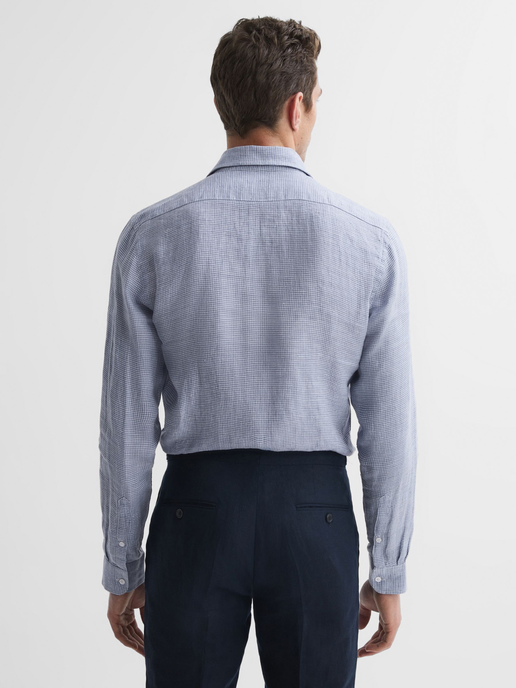 Buy Reiss Ruban Gingham Check Linen Shirt, Blue Online at johnlewis.com
