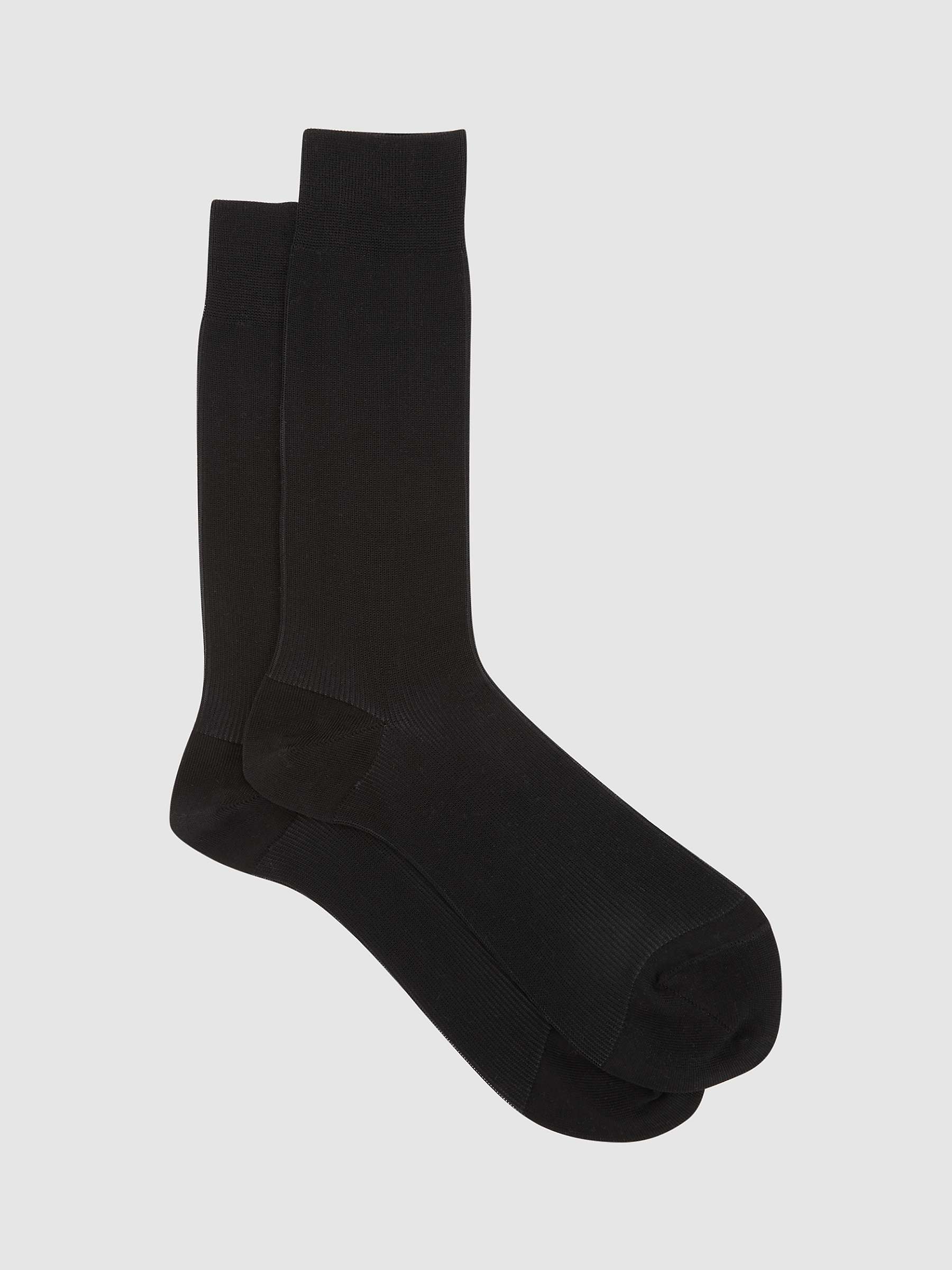 Reiss Cory Two Tone Formal Socks, Black at John Lewis & Partners