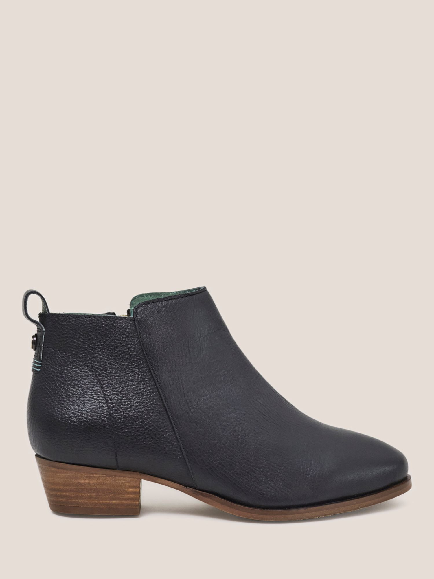 White Stuff Leather Ankle Boots, Black at John Lewis & Partners