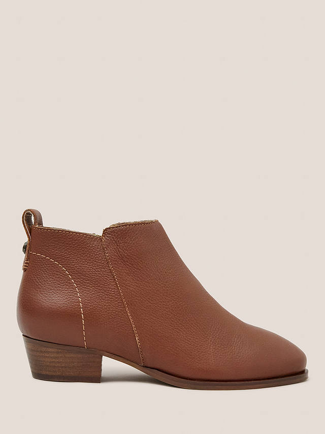 White Stuff Willow Leather Ankle Boots, Dark Tan
