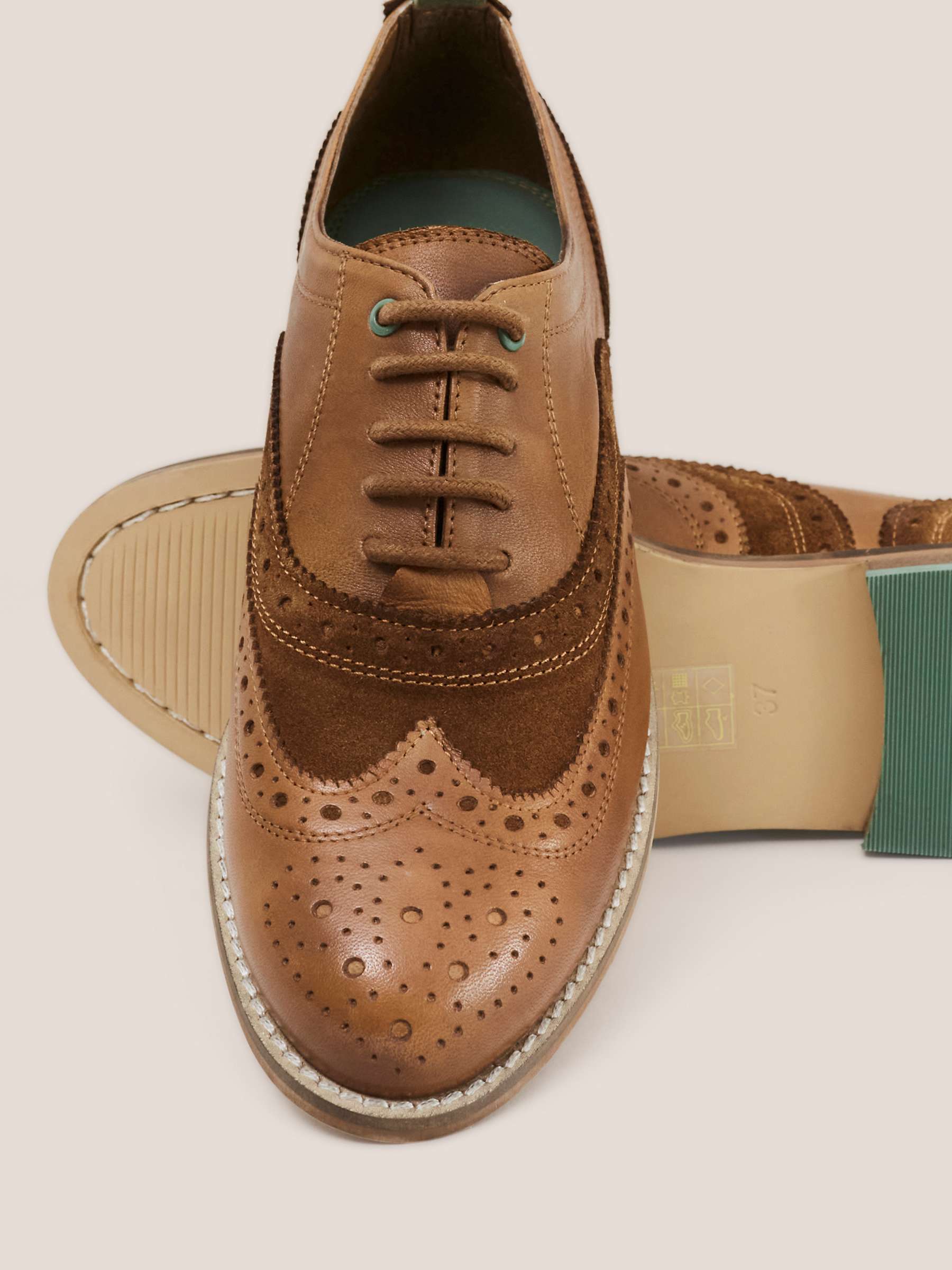 Buy White Stuff Leather Lace Up Brogues, Dark Tan Online at johnlewis.com