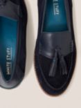 White Stuff Elba Leather And Suede Loafers, Dark navy