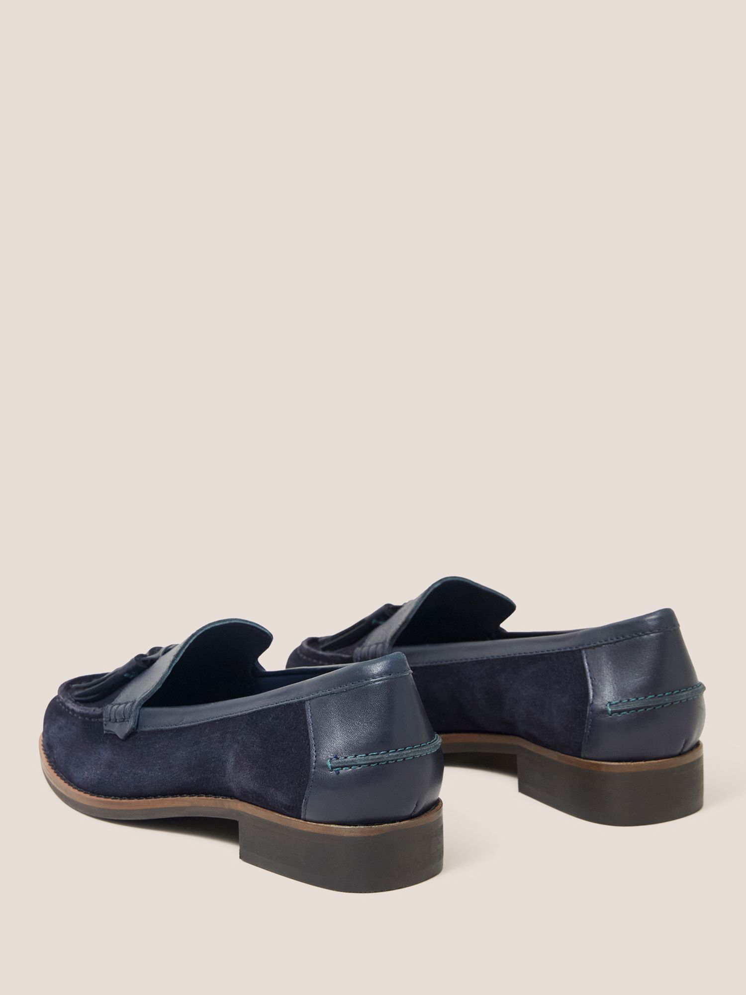 White Stuff Elba Leather And Suede Loafers, Dark navy, 3