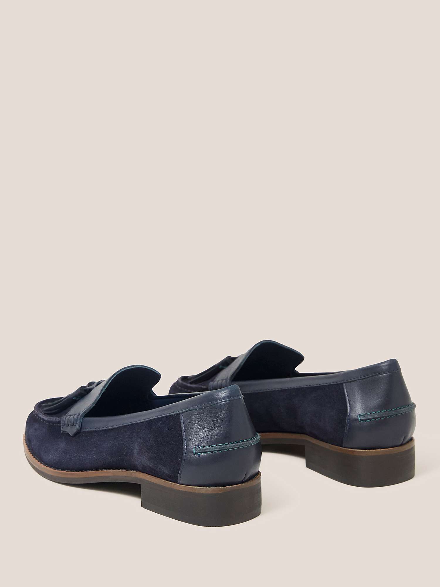 Buy White Stuff Elba Leather And Suede Loafers, Dark navy Online at johnlewis.com