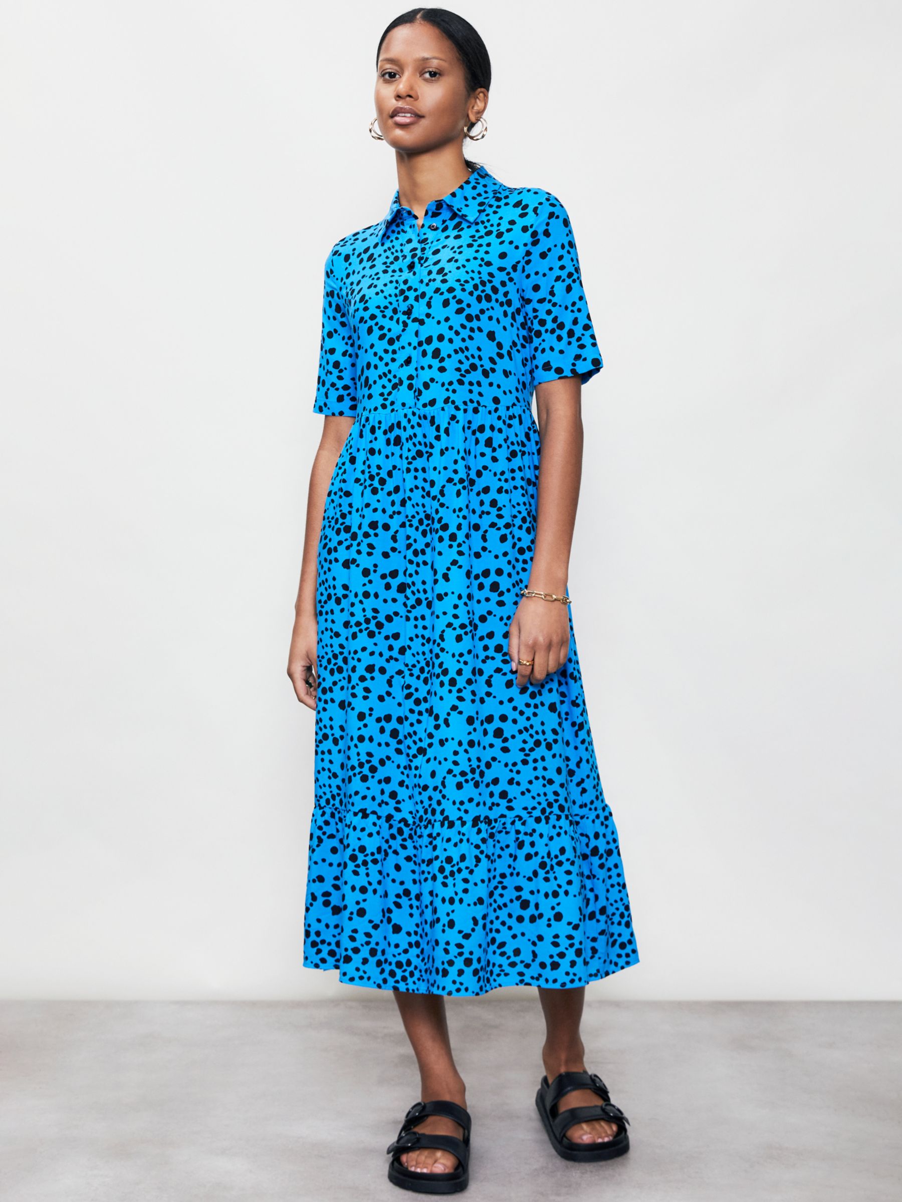 Finery Belva Shirt Dress, Blue Animal, 8