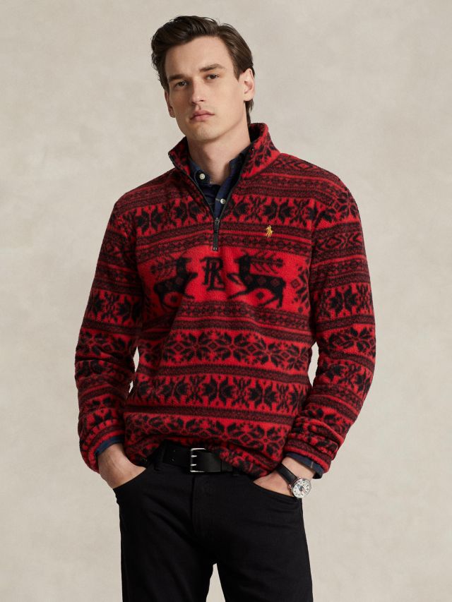 Polo Ralph Lauren Fair Isle Half Zip Fleece, Deer Fairisle Martin, S