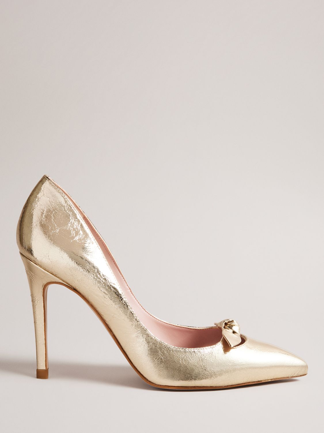 Ted Baker Telila Bow Detail High Heel Court Shoes, Gold