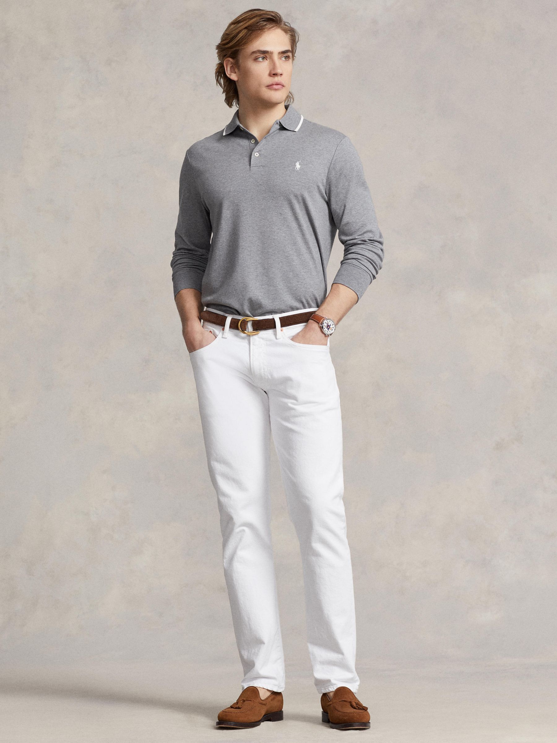 Polo Ralph Lauren Custom Slim Polo Shirt, Classic Royal Heather at John  Lewis & Partners