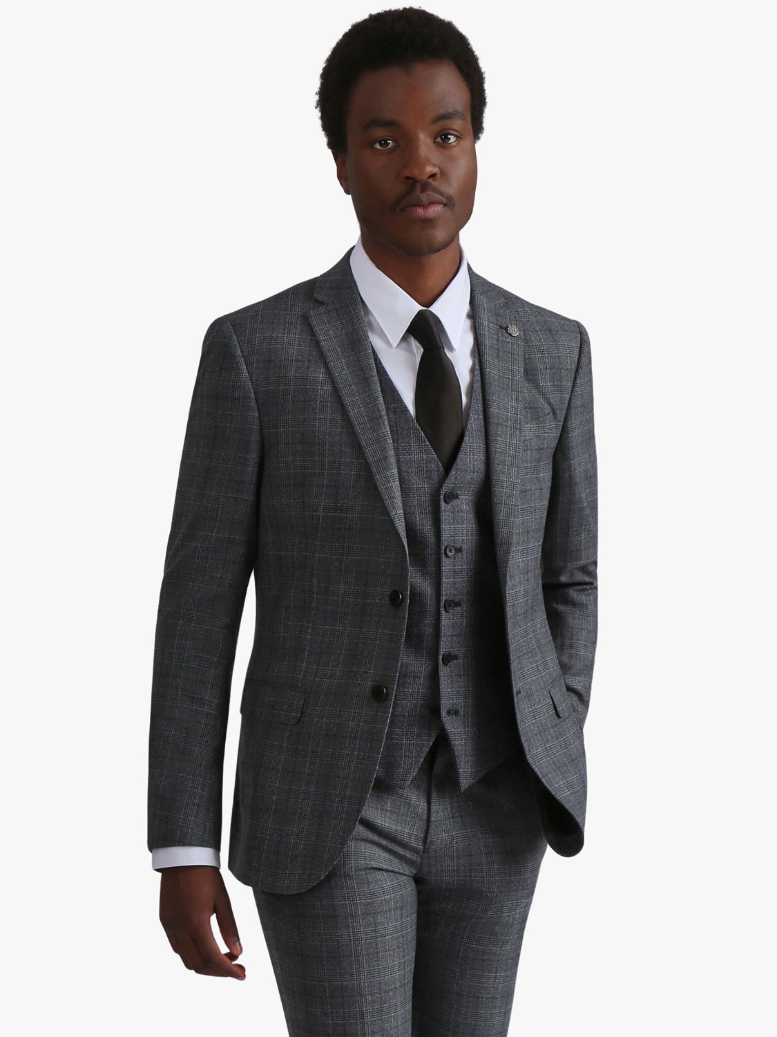 Ted Baker Zion Check Suit Jacket, Charcoal at John Lewis & Partners