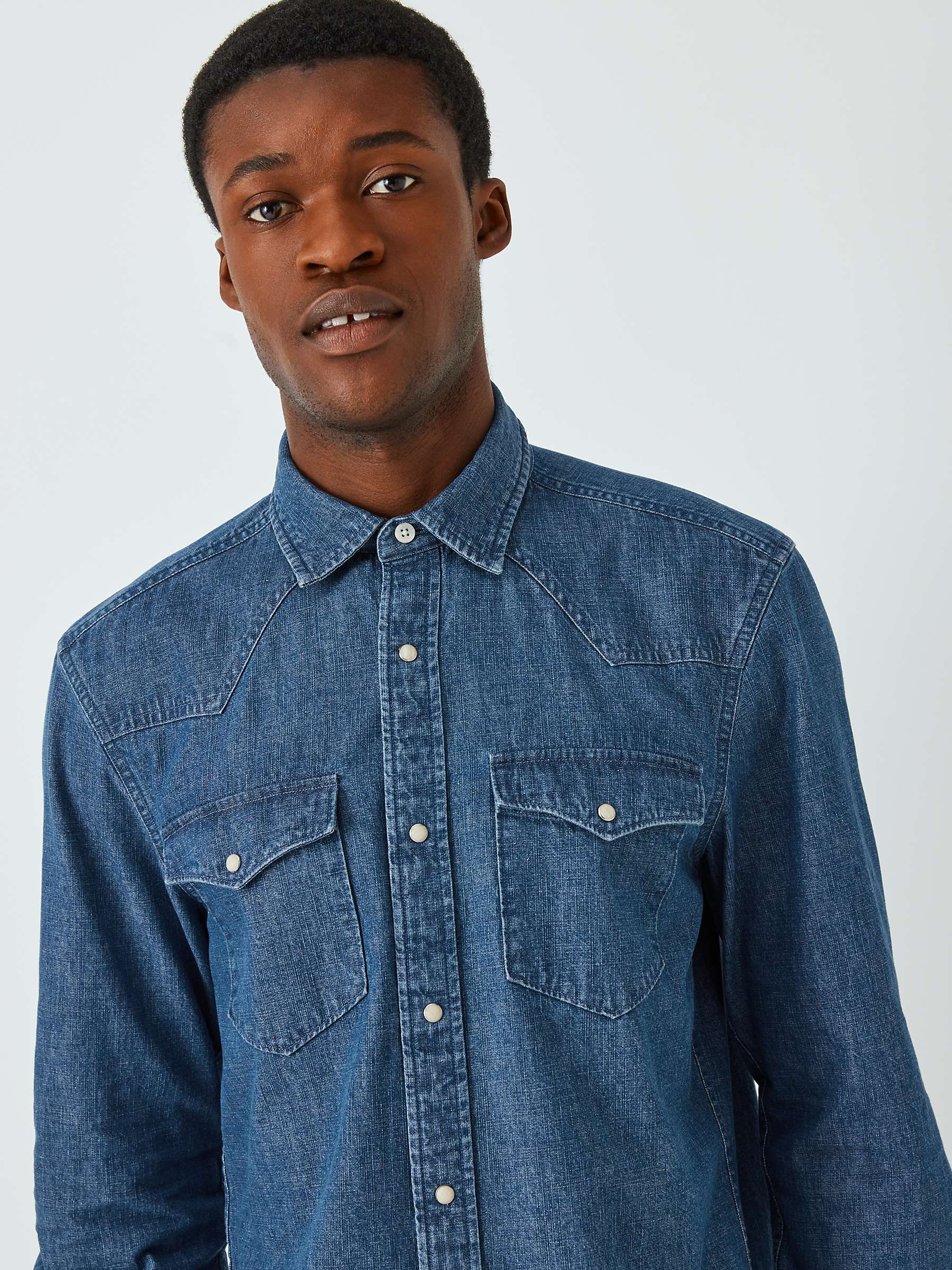 Buy John Lewis Regular Fit Denim Western Shirt, Denim Blue Online at johnlewis.com